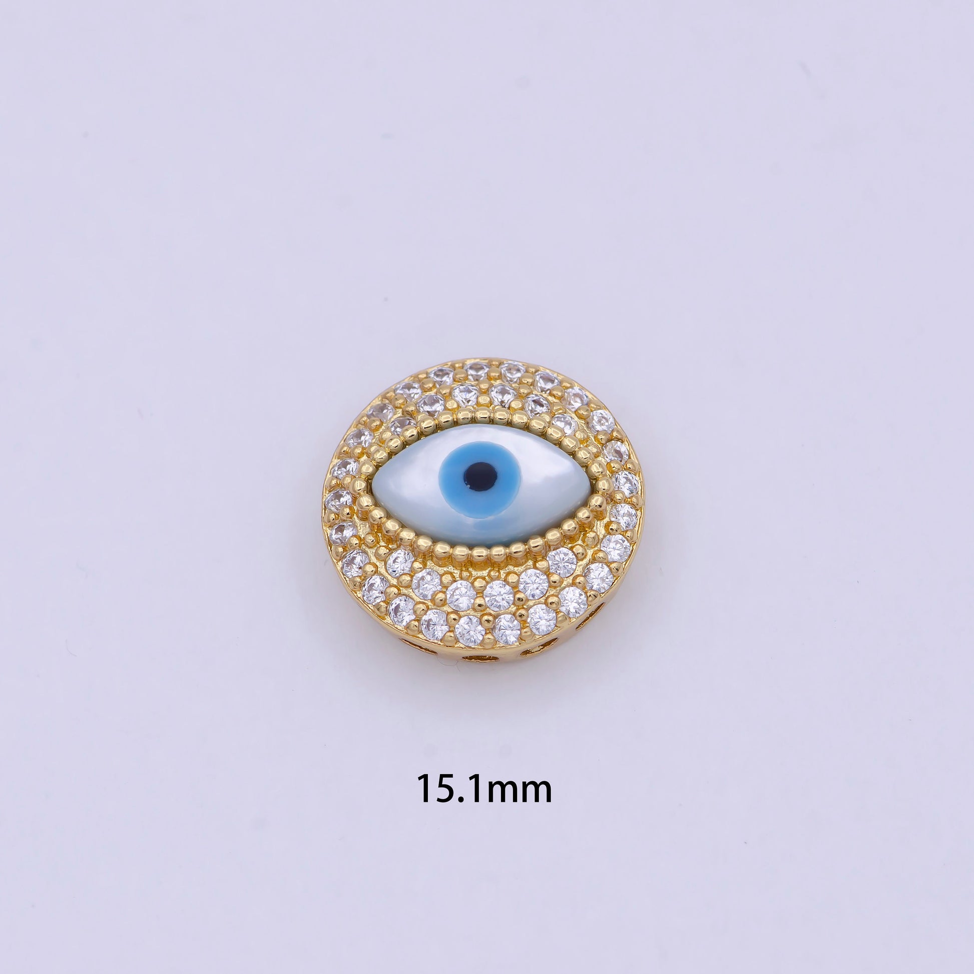 Evil Eye Beads Gold Filled Micro Pave CZ Round Connector Charm Beads for Bracelet Component B-466