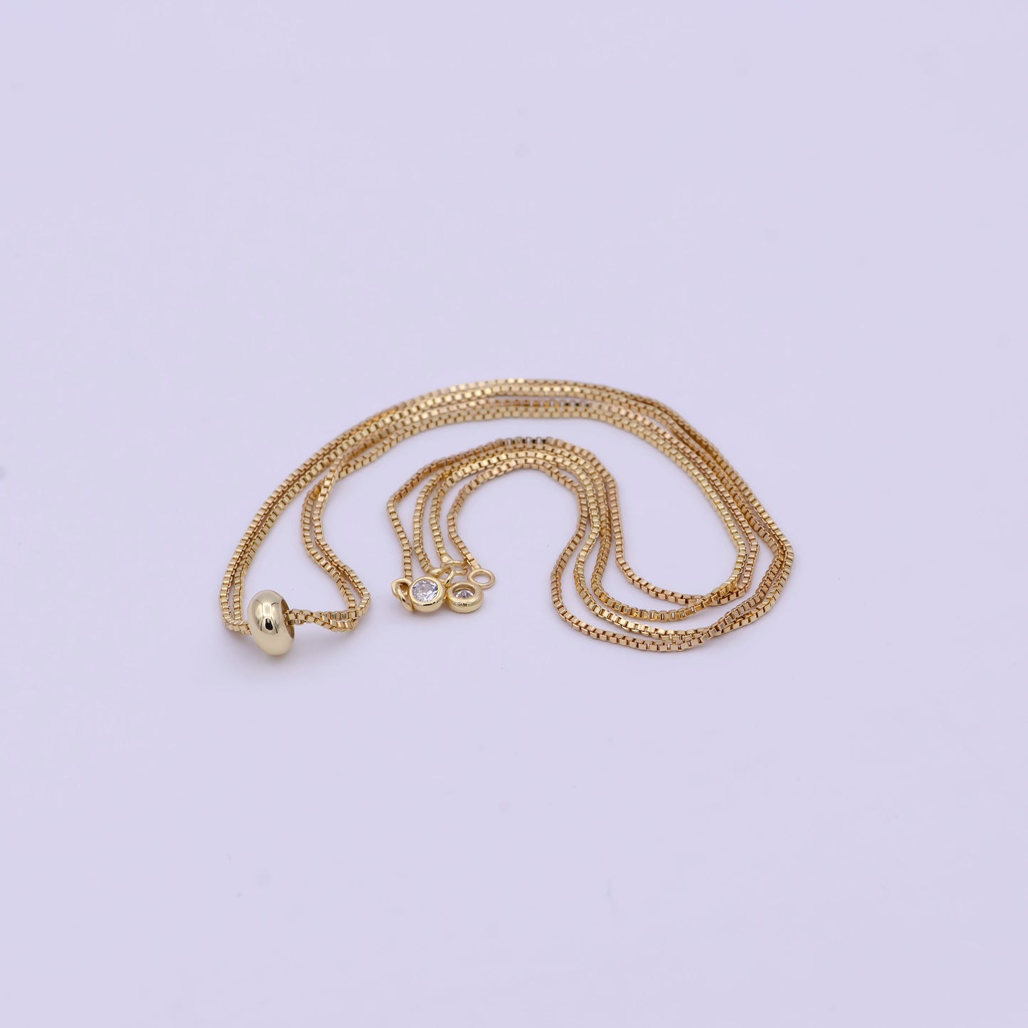 Gold Box Chain Necklace Adjustable 16 inch long Half Open Necklace for Jewelry Making Supply | L-574