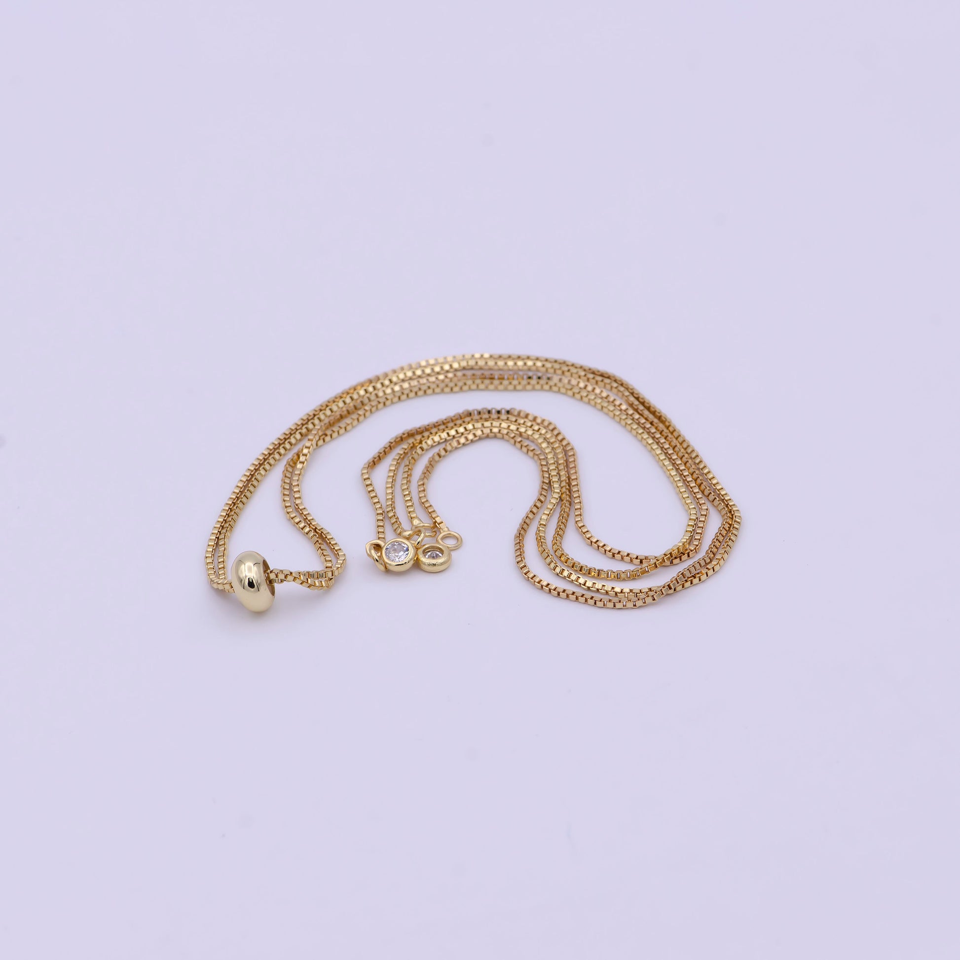 Gold Box Chain Necklace Adjustable 16 inch long Half Open Necklace for Jewelry Making Supply | L-574