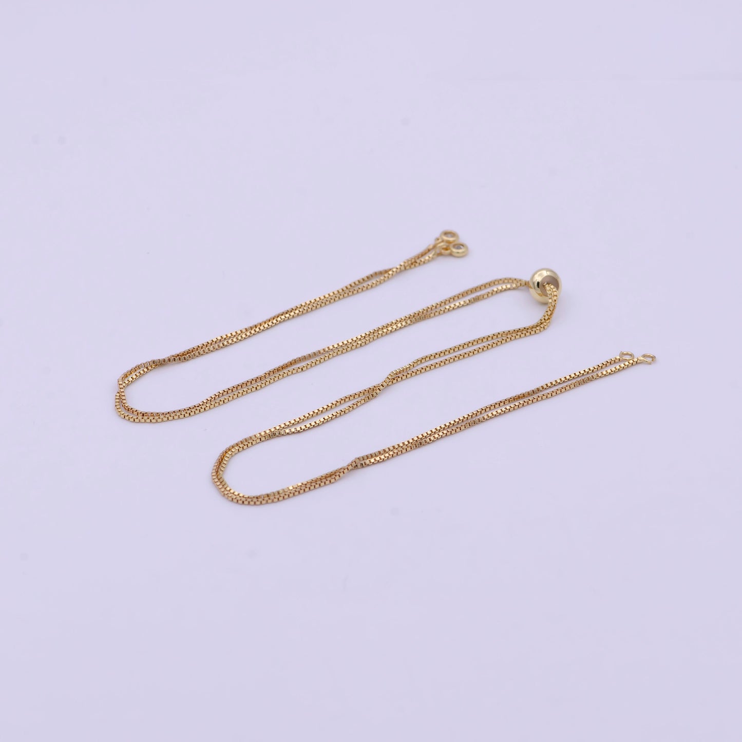 Gold Box Chain Necklace Adjustable 16 inch long Half Open Necklace for Jewelry Making Supply | L-574