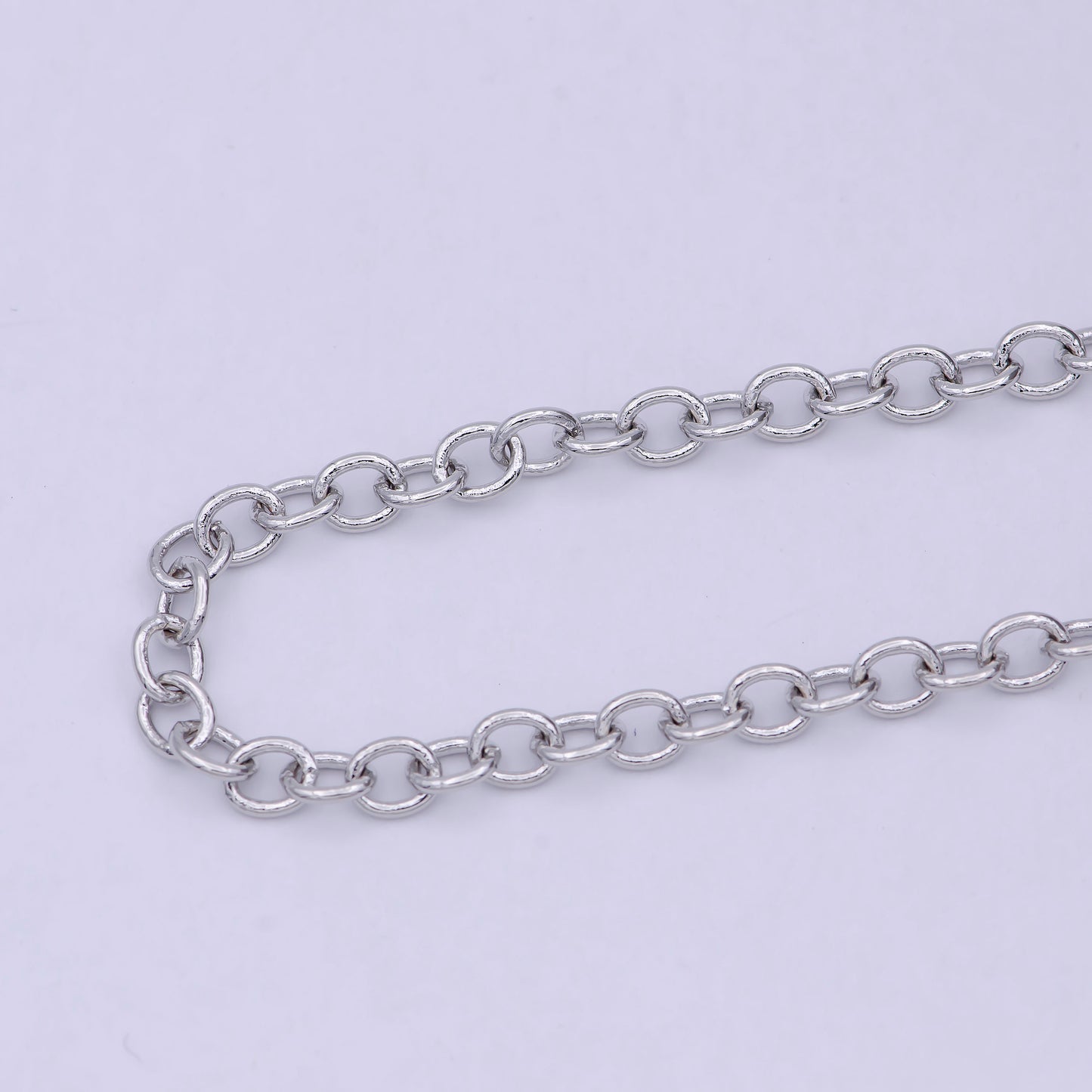 Silver cable chain by Yard unfinished Circle Link Chain necklace Bracelet Anklet jewelry making chain wholesale bulk Roll-695