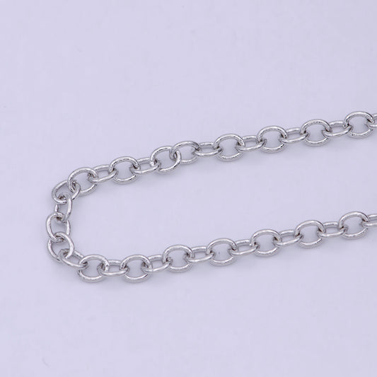 Silver cable chain by Yard unfinished Circle Link Chain necklace Bracelet Anklet jewelry making chain wholesale bulk Roll-695