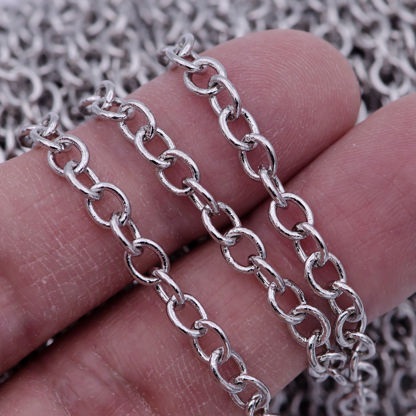 Silver cable chain by Yard unfinished Circle Link Chain necklace Bracelet Anklet jewelry making chain wholesale bulk Roll-695