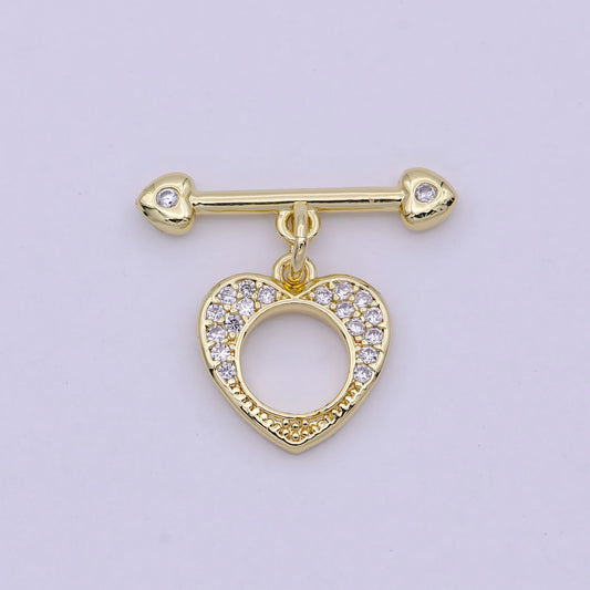 Wholesale Gold Toggle Clasp, Heart OT Clasp Fancy Design OT Clasp Bulk Supply for Bracelet Necklace Component L-621