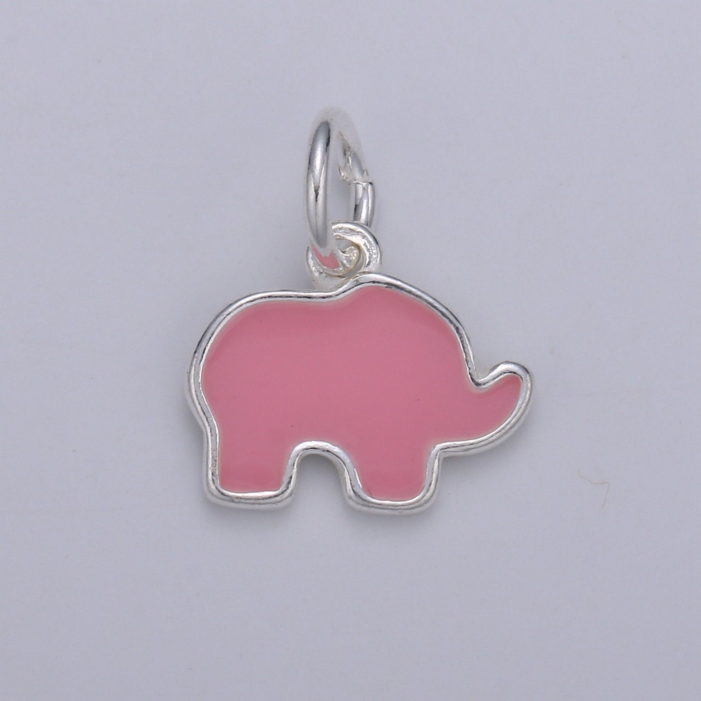 S925 Sterling Silver Elephant Charm, Small Pendant, Dainty Baby Elephant, Enamel Pendant for Necklace Bracelet Earring Component