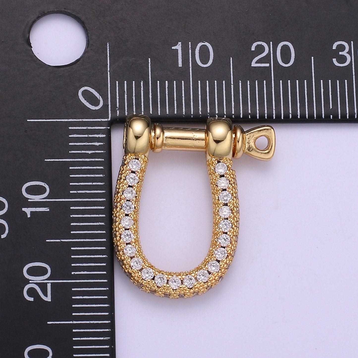 Full Cz Gold Shackle Clasp With Screw Rod for U Lock Micro Pave Carabiner clasp Anchor Shackle for Jewelry Making Component L263