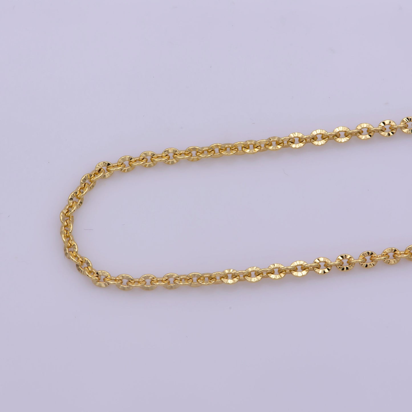 17.7'', 1.9mm Ready to Use Sunburst Gold Rolo Necklace Chain,Layering Rolo Chain Unique Necklace, For Pendant Charm Necklace Making, WA-372