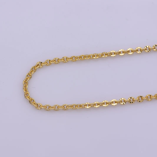17.7'', 1.9mm Ready to Use Sunburst Gold Rolo Necklace Chain,Layering Rolo Chain Unique Necklace, For Pendant Charm Necklace Making, WA-372