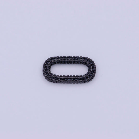 Black Cz Necklace Enhancer Clasp Oval Link K-041