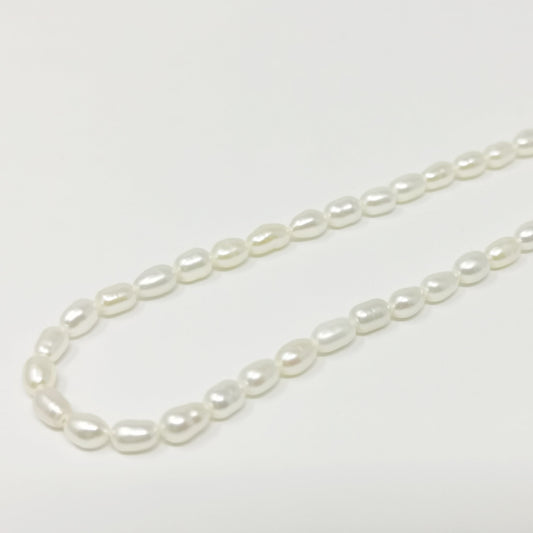 Tiny Natural White Oval Rice Freshwater Pearl Beads Awesome Luster Quality Genuine Cultured Freshwater Small Pearls 3.3mm-3.5mm AAA WA-036