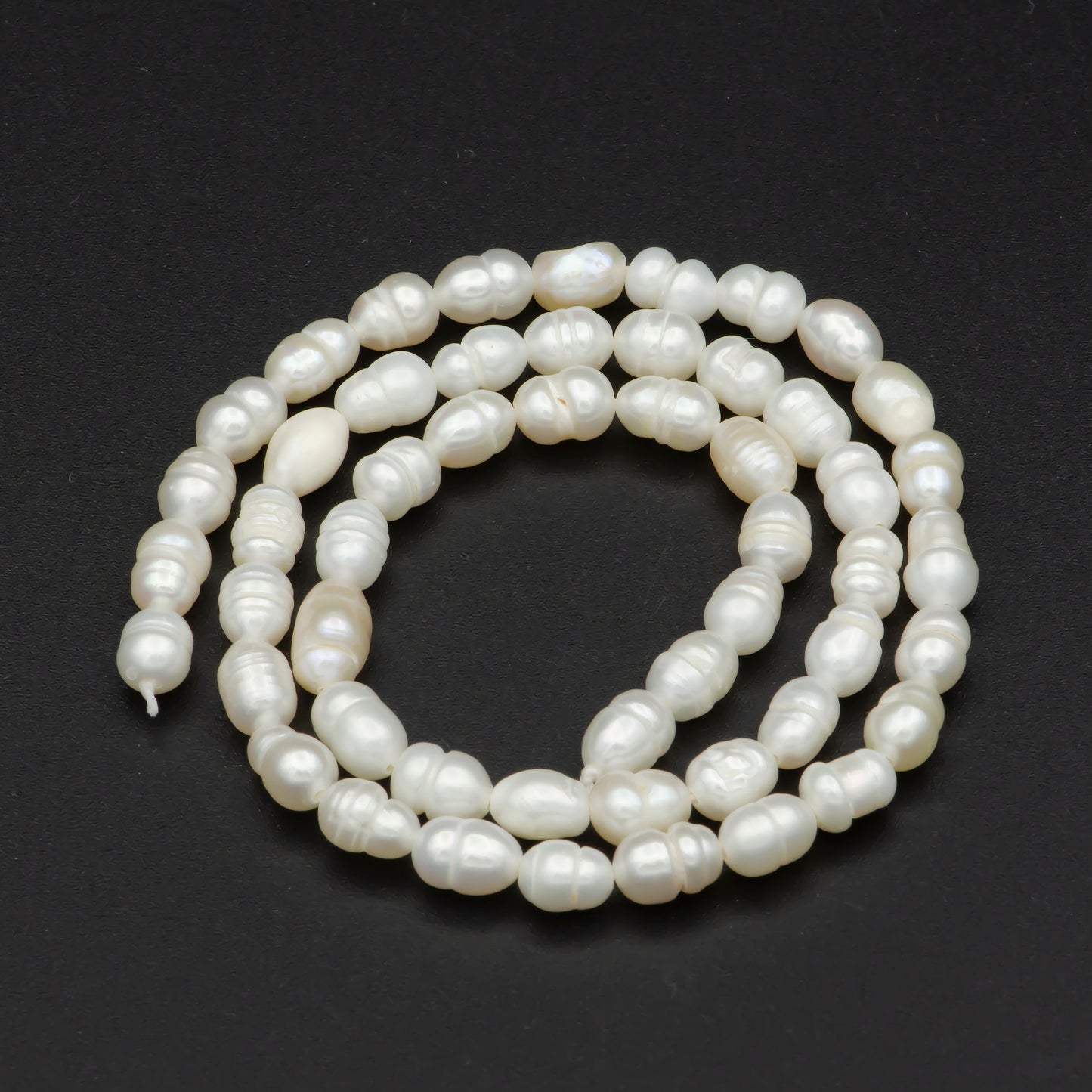 Natural White Oval Rice Freshwater Pearl Beads Awesome Luster Quality Genuine Cultured Fresh water Small Seed Pearls 4.8mm-5.5mm AAA, WA-548