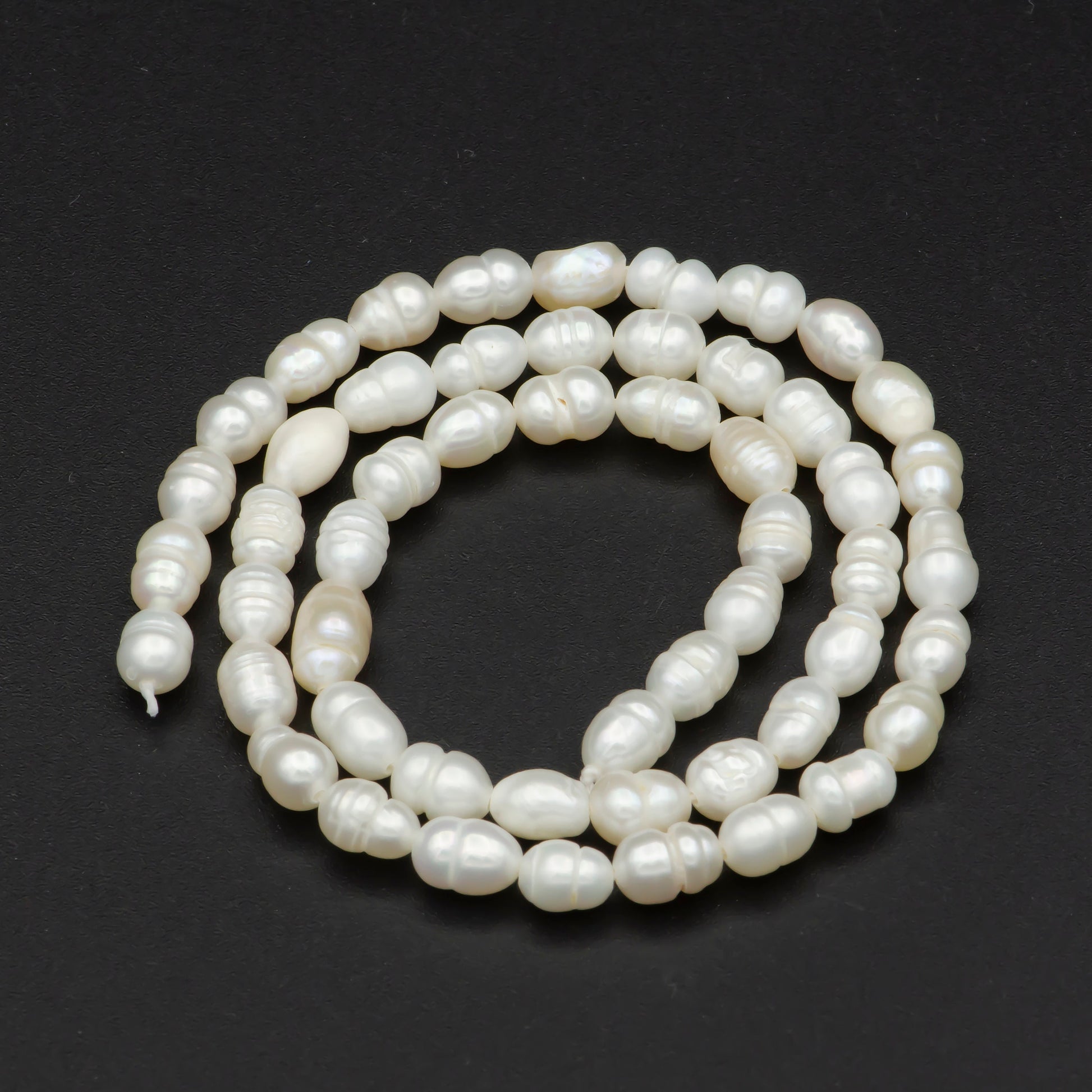 Natural White Oval Rice Freshwater Pearl Beads Awesome Luster Quality Genuine Cultured Fresh water Small Seed Pearls 4.8mm-5.5mm AAA, WA-548