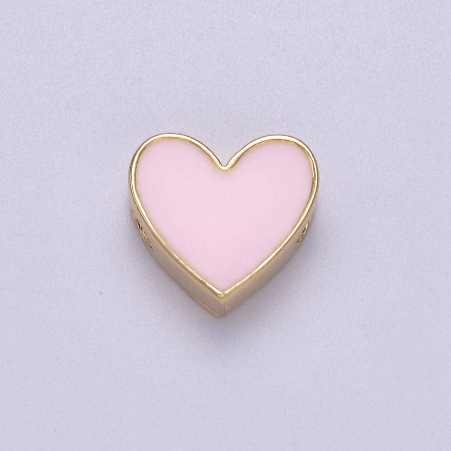 Pastel Pink Heart Bead Gold Filled Beads Spacer for Bracelet Charm Jewelry Supplies, Hypoallergenic, High Quality Bead b-064