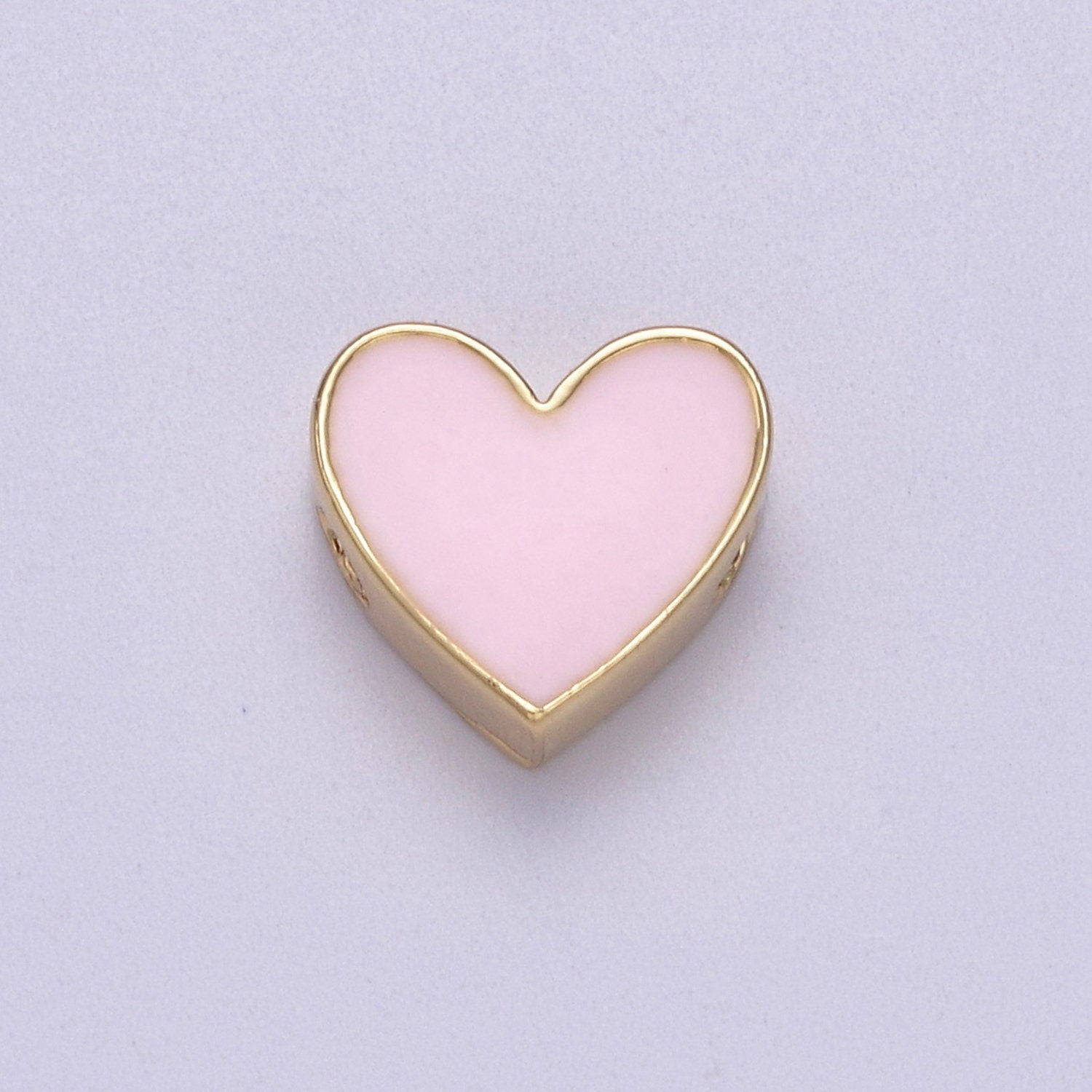 Pastel Pink Heart Bead Gold Filled Beads Spacer for Bracelet Charm Jewelry Supplies, Hypoallergenic, High Quality Bead b-064