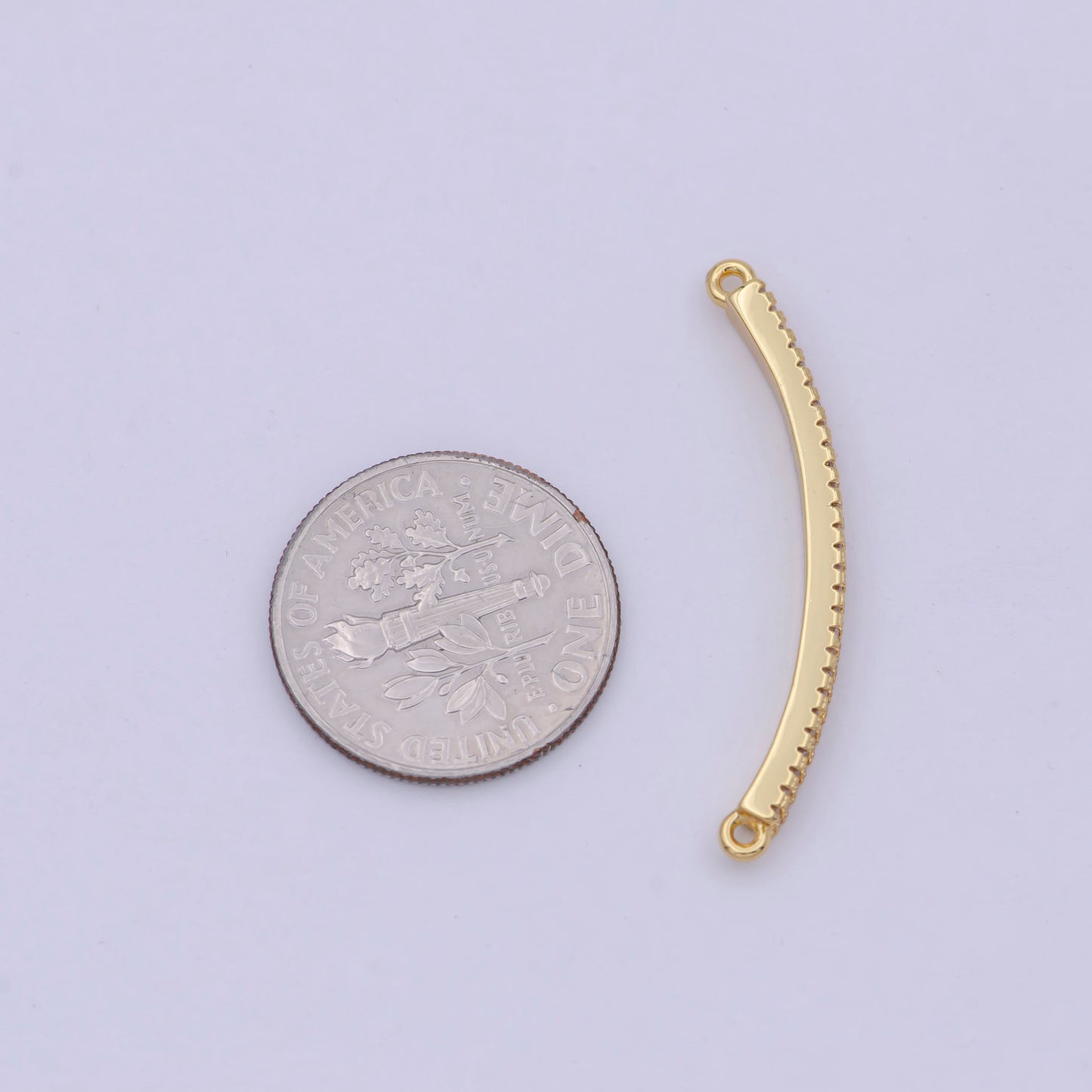 14K Gold Filled Micro Pave Curved Bar Pendant, Cz Curved Long Bar, Connector Bar, Bracelet Link Connector | F-674, F-675