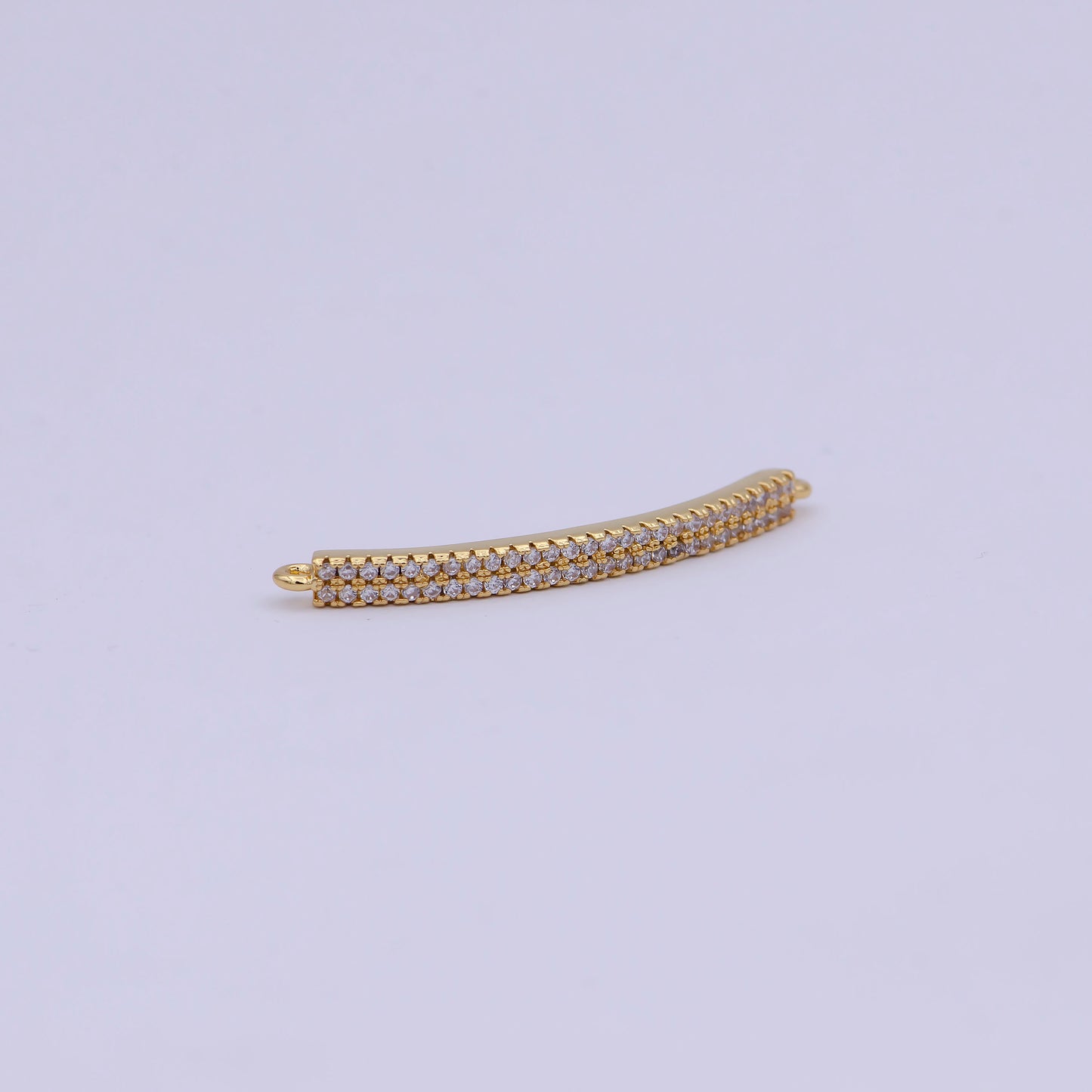 14K Gold Filled Micro Pave Curved Bar Pendant, Cz Curved Long Bar, Connector Bar, Bracelet Link Connector | F-674, F-675