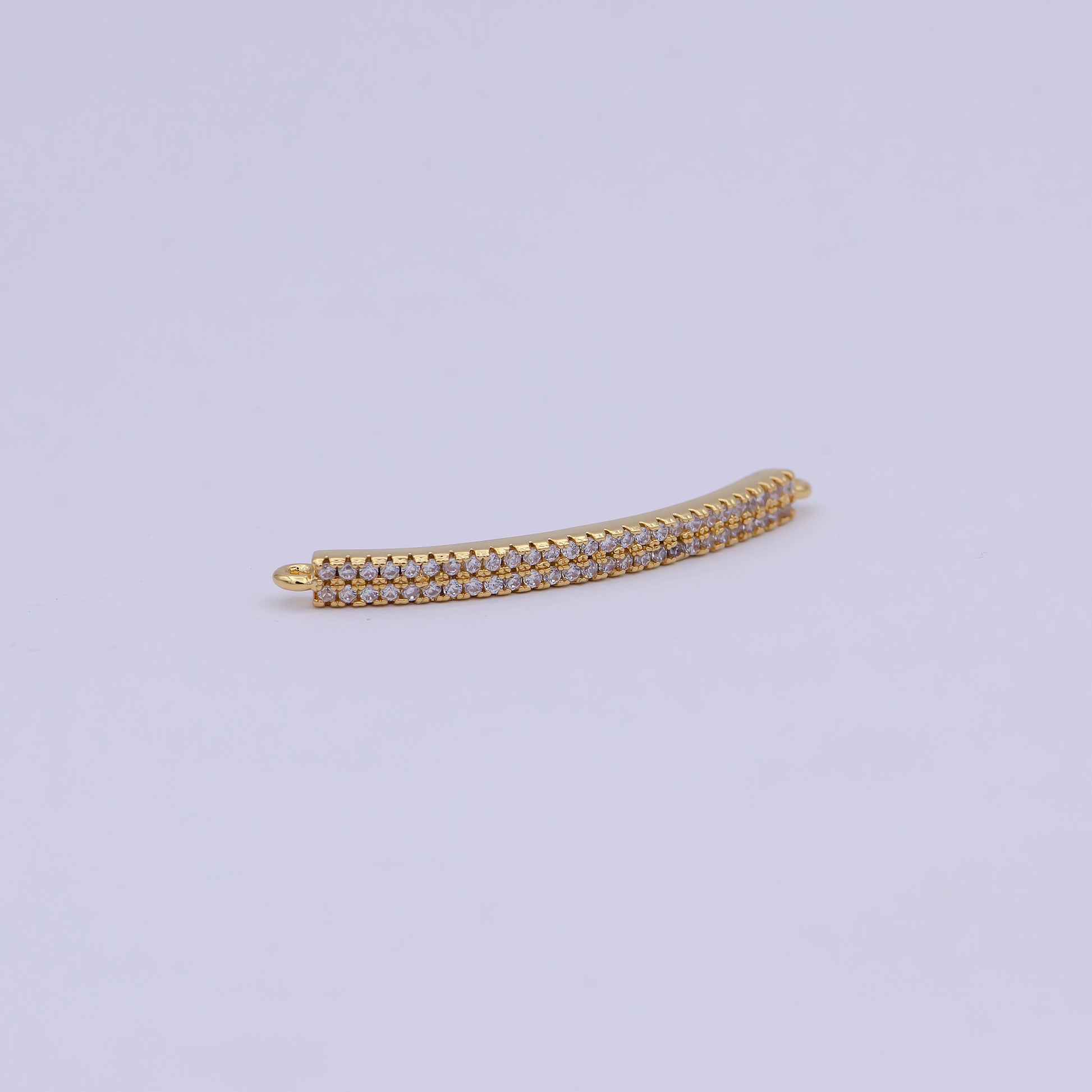14K Gold Filled Micro Pave Curved Bar Pendant, Cz Curved Long Bar, Connector Bar, Bracelet Link Connector | F-674, F-675
