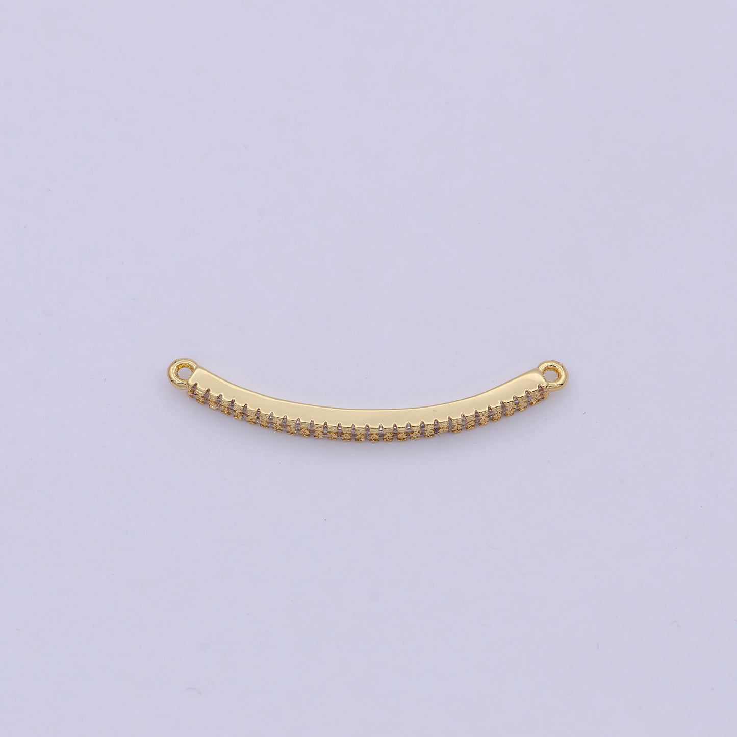 14K Gold Filled Micro Pave Curved Bar Pendant, Cz Curved Long Bar, Connector Bar, Bracelet Link Connector | F-674, F-675