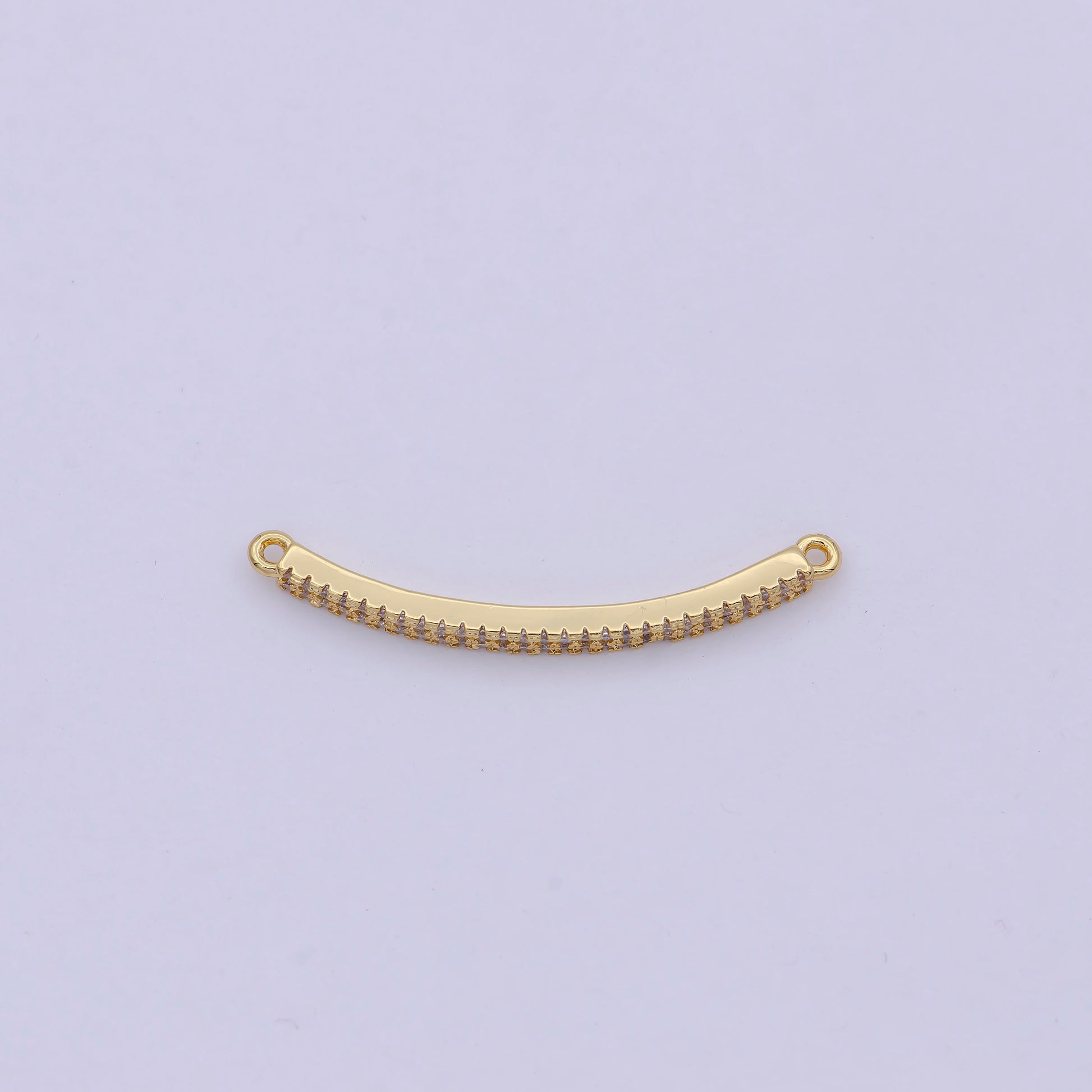 14K Gold Filled Micro Pave Curved Bar Pendant, Cz Curved Long Bar, Connector Bar, Bracelet Link Connector | F-674, F-675