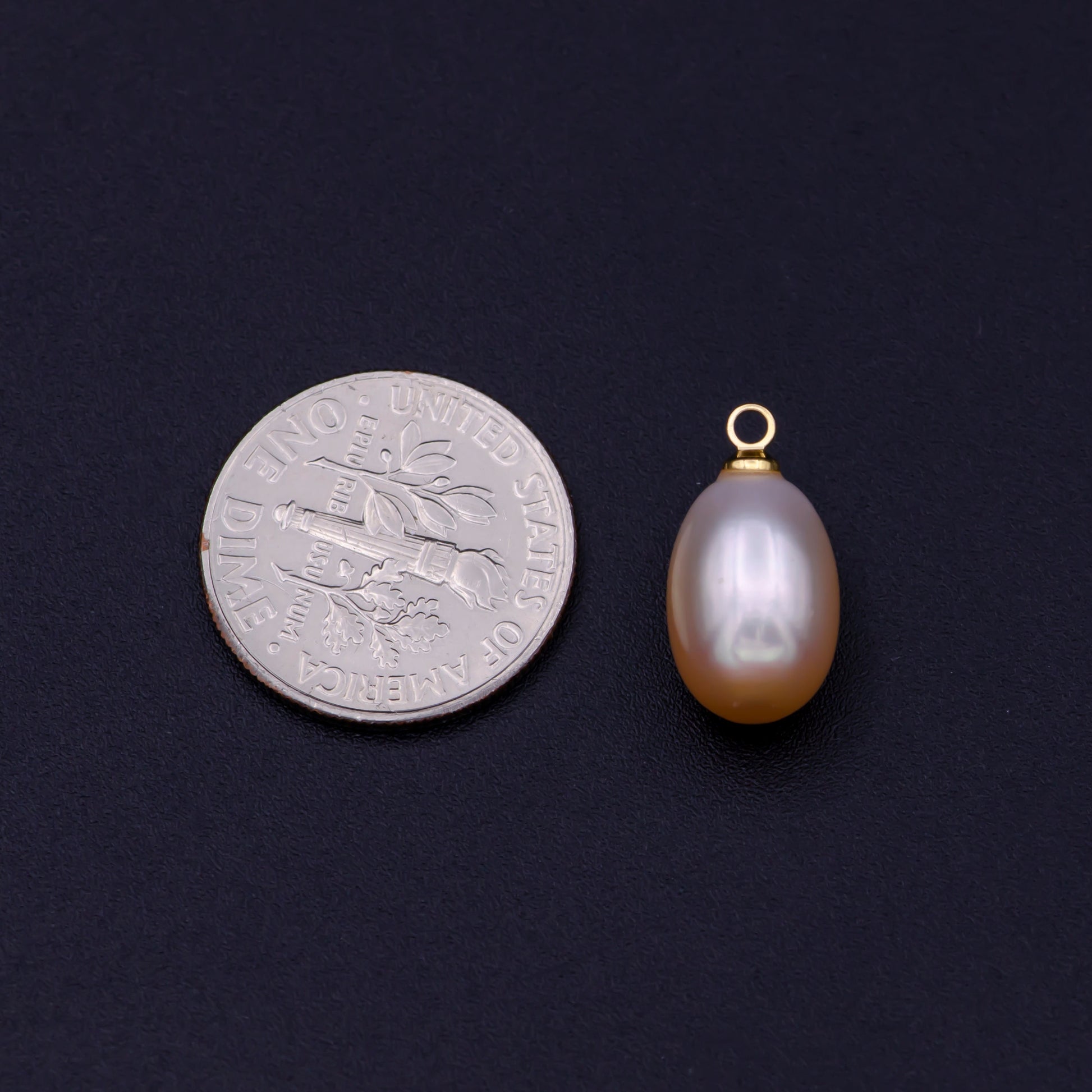 Natural Peach Teardrop Pearl Charm Natural Freshwater Pearl, Mauve Champagne Peach Single Keshi Pendant, Bridesmaid Jewelry Gift P1593