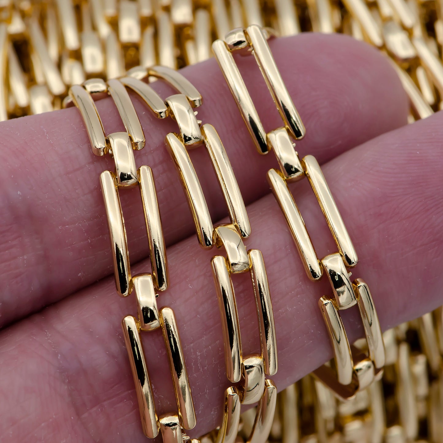 24K Gold Filled Designed Chain, Curved 12.6X5.4mm Chain For Statement Jewelry Bracelet Making | ROLL-701