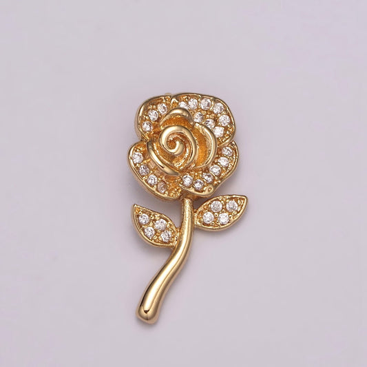 Mini Rose Flower Charm Floral Pendant for add on charm Necklace Bracelet N-175