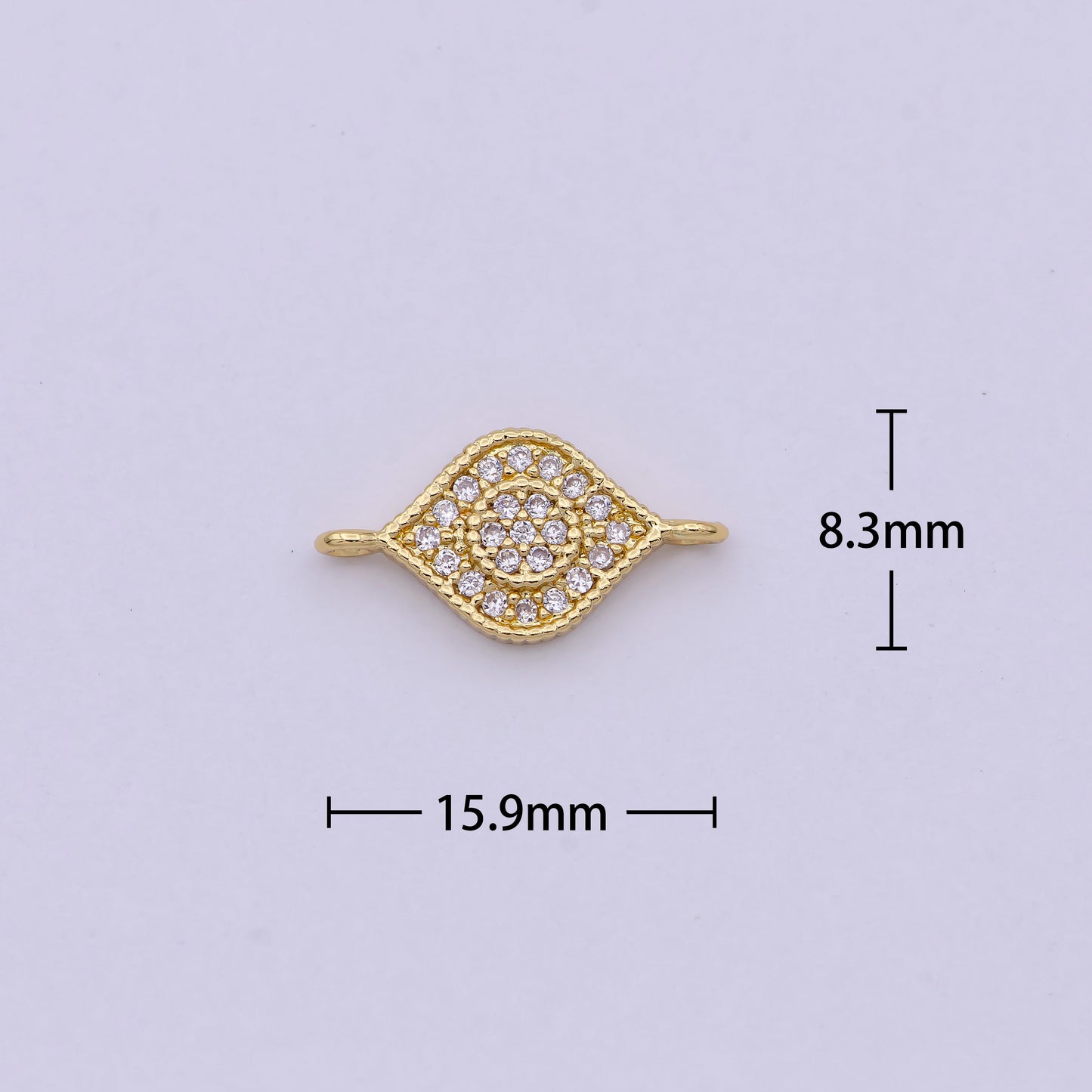 14K Gold Filled Evil Eye Charm Connector, Evil Eye Link Connector CZ Greek Eye, Jewelry Making F-684
