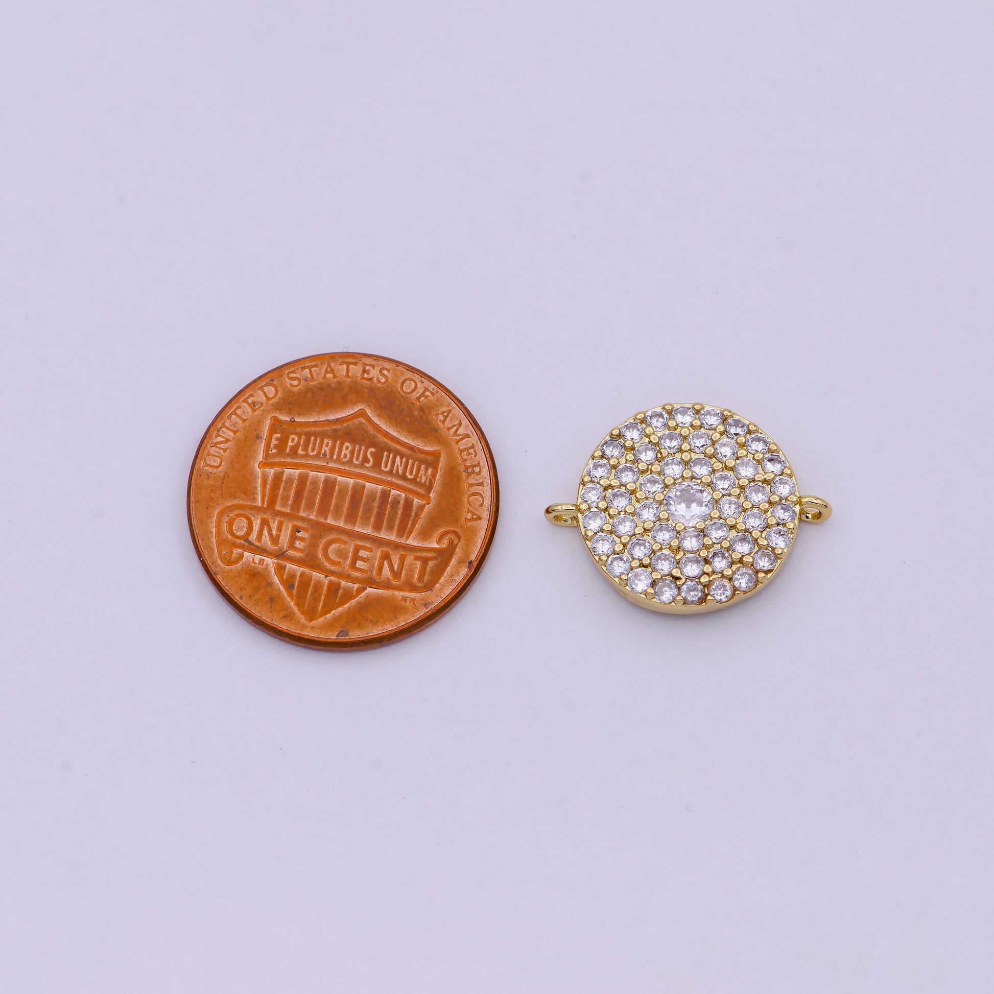 14K Gold Filled Round Shape Charm Connector CZ Micro Pave, Disc Connector, Pave Connector, Connector Charms, Cubic Zirconia F-686