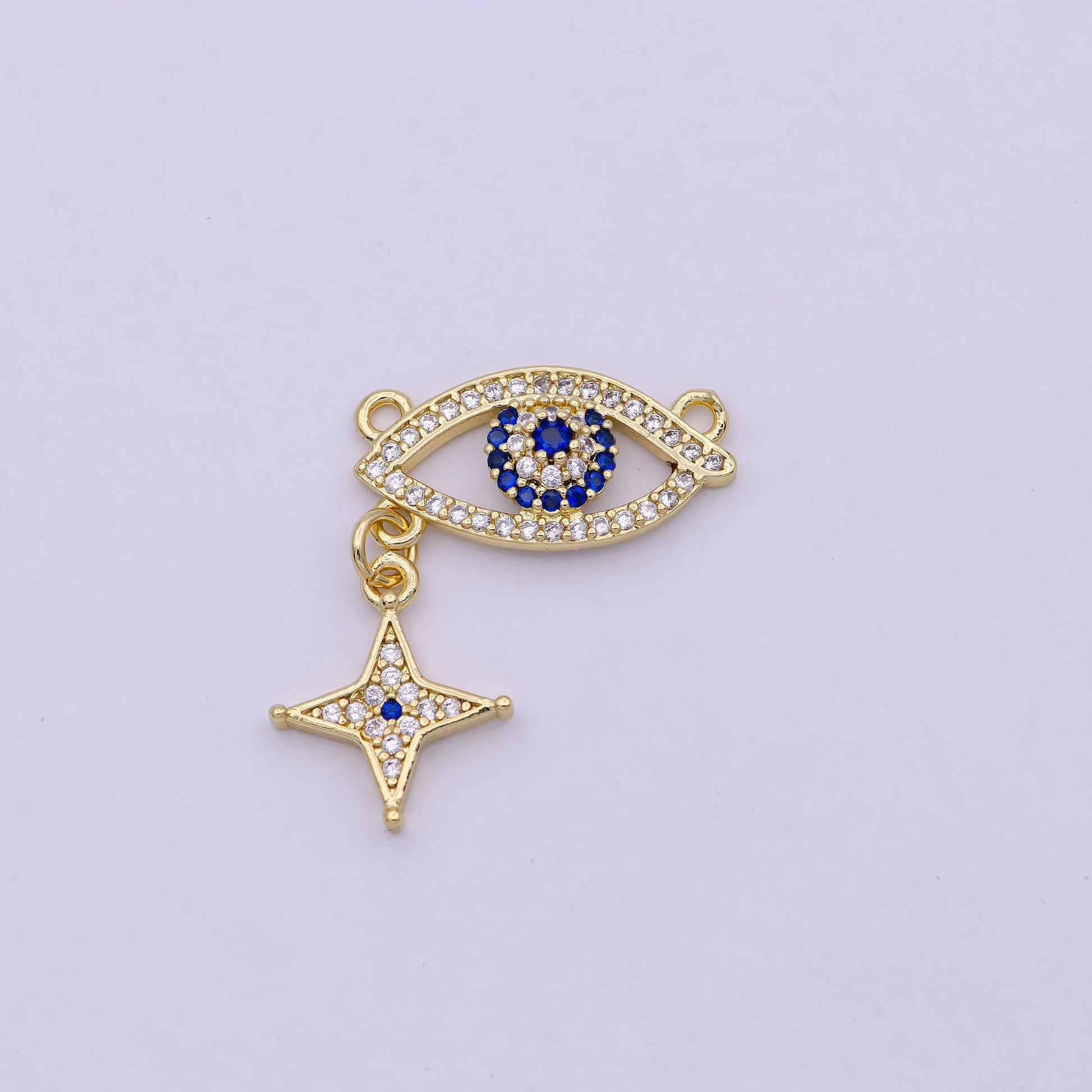 Dainty Gold Filled Cubic Evil Eye Charm Connector for Necklace Bracelet Pendant Wholesale Charm Supply F-744