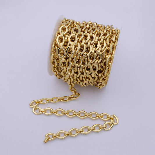 Chunky Bold Thick Hexagon Cable Link Chain By Yard Unfinished Chunky Chain for Necklace Bracelet Supply Roll-705