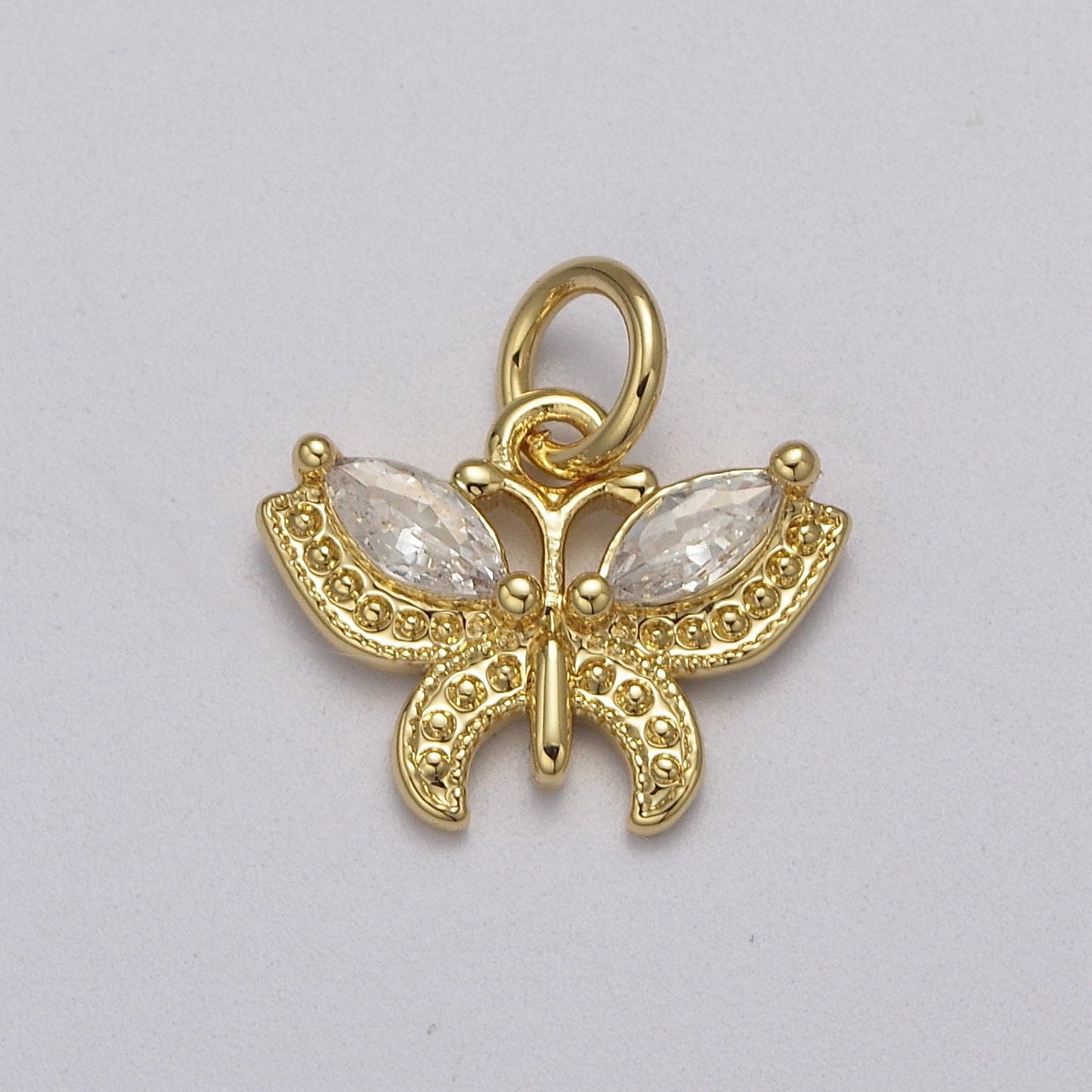 Mini CZ Micro Pave Butterfly Pendant Pink, Clear, Blue, Green Purple Cubic Zirconia Pave Mariposa add on Charm E-725