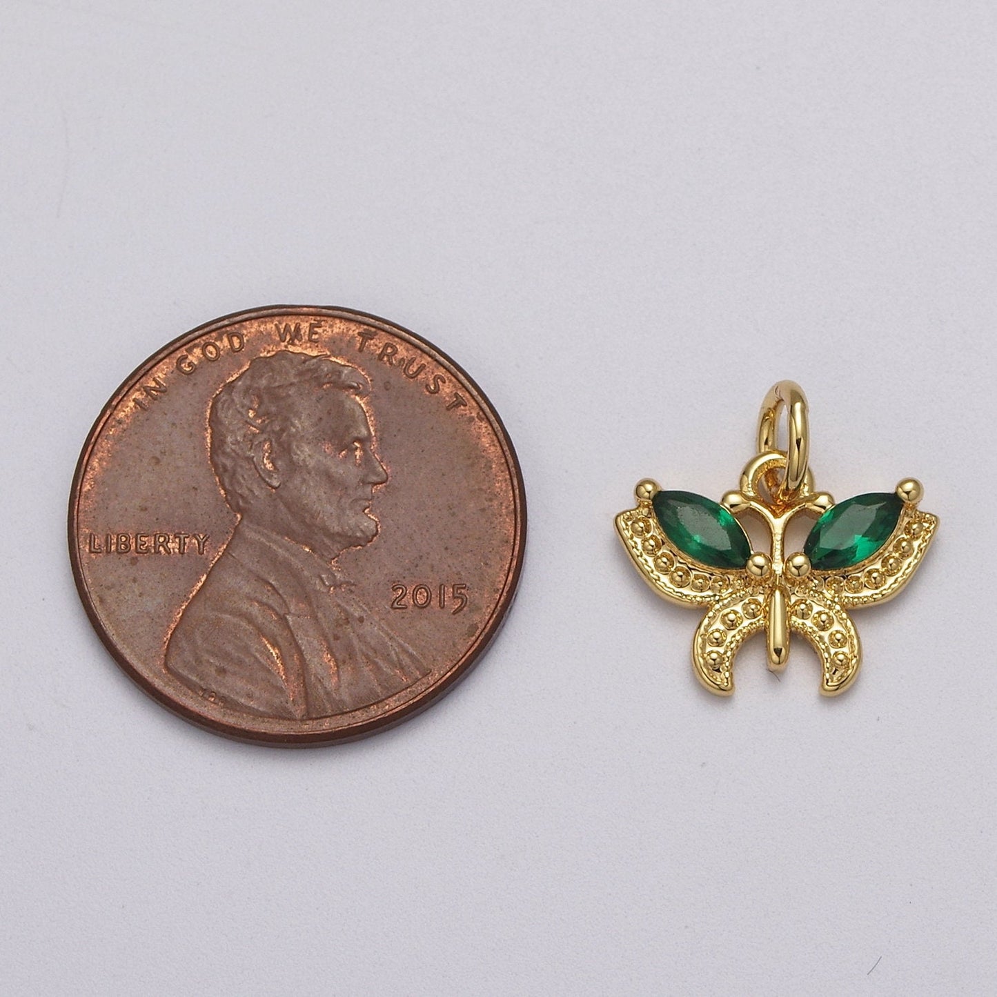 Mini CZ Micro Pave Butterfly Pendant Pink, Clear, Blue, Green Purple Cubic Zirconia Pave Mariposa add on Charm E-725