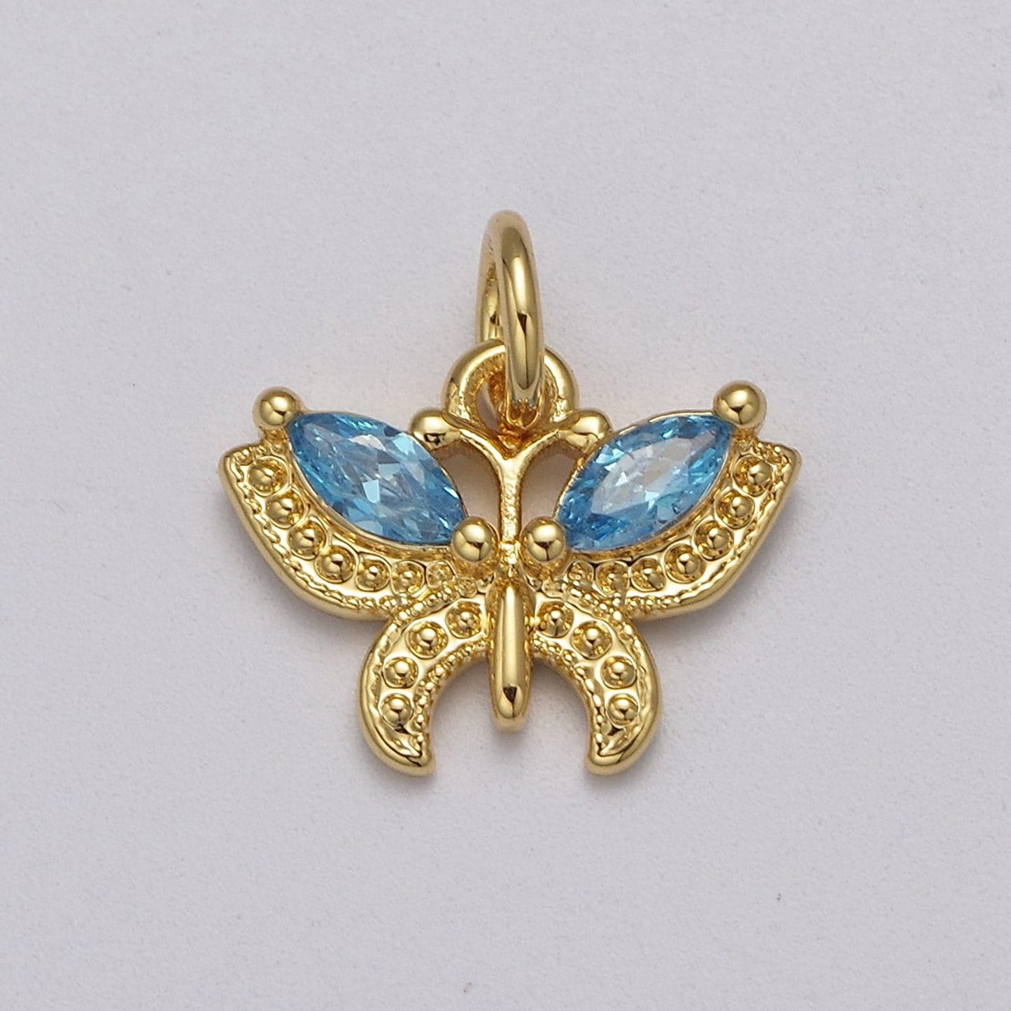 Mini CZ Micro Pave Butterfly Pendant Pink, Clear, Blue, Green Purple Cubic Zirconia Pave Mariposa add on Charm E-725