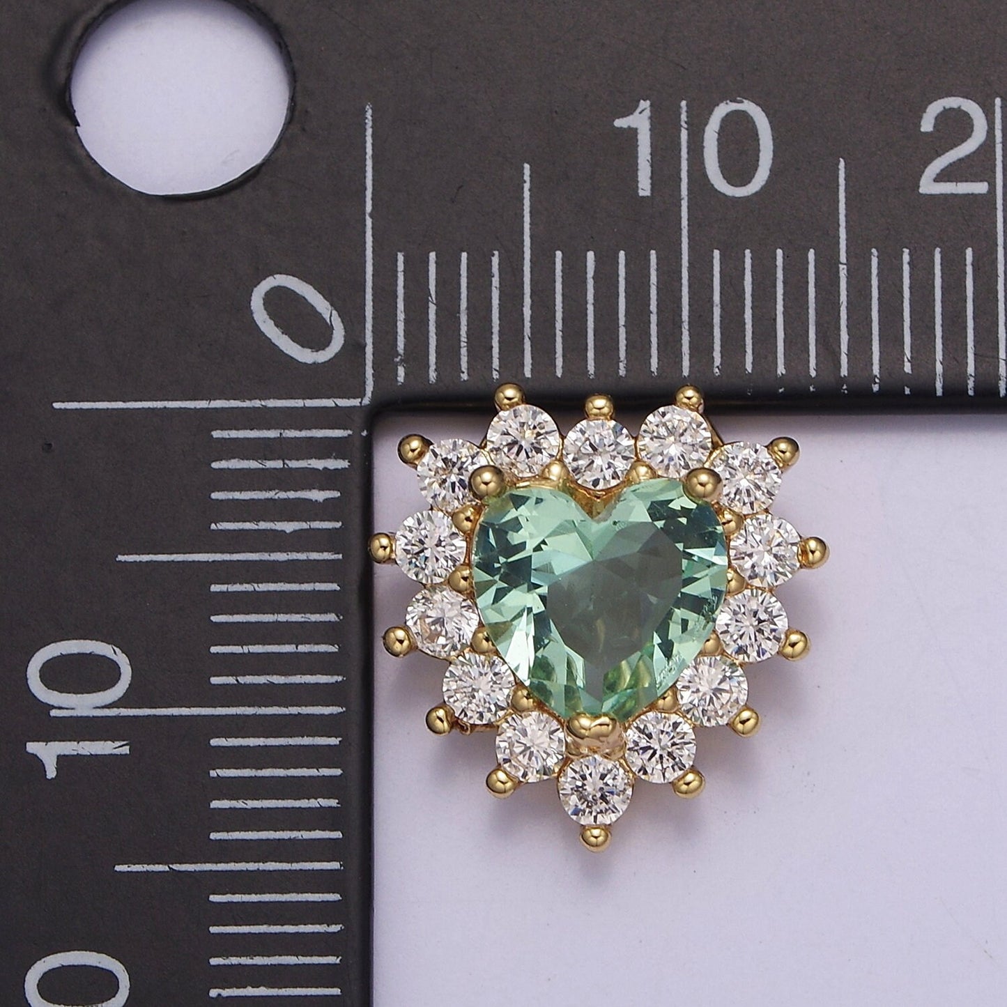 Green Aqua Cubic Zirconia Heart Beads Small Beautiful Bright 3D Sun Burst Jewelry Gold Beads spacer for Bracelet Necklace Supply E-418