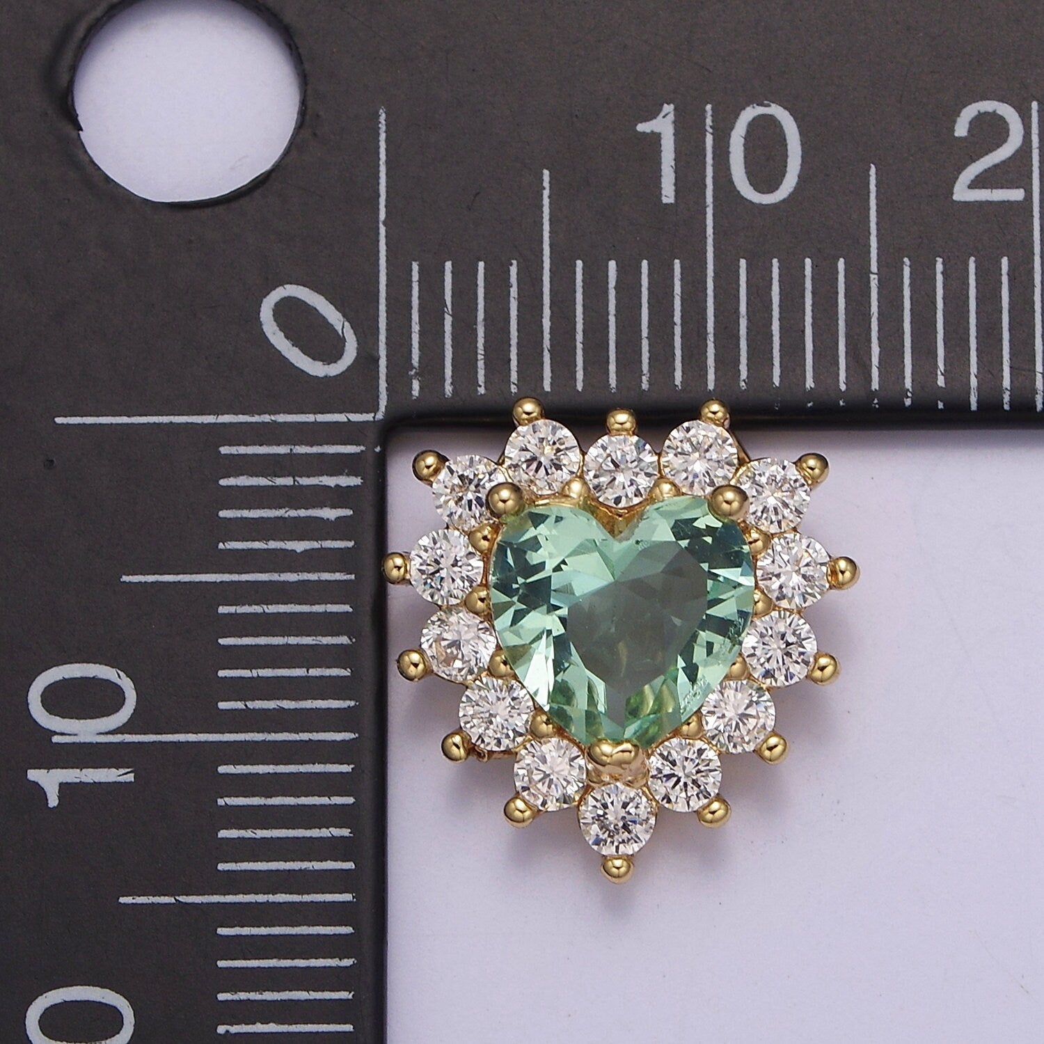 Green Aqua Cubic Zirconia Heart Beads Small Beautiful Bright 3D Sun Burst Jewelry Gold Beads spacer for Bracelet Necklace Supply E-418