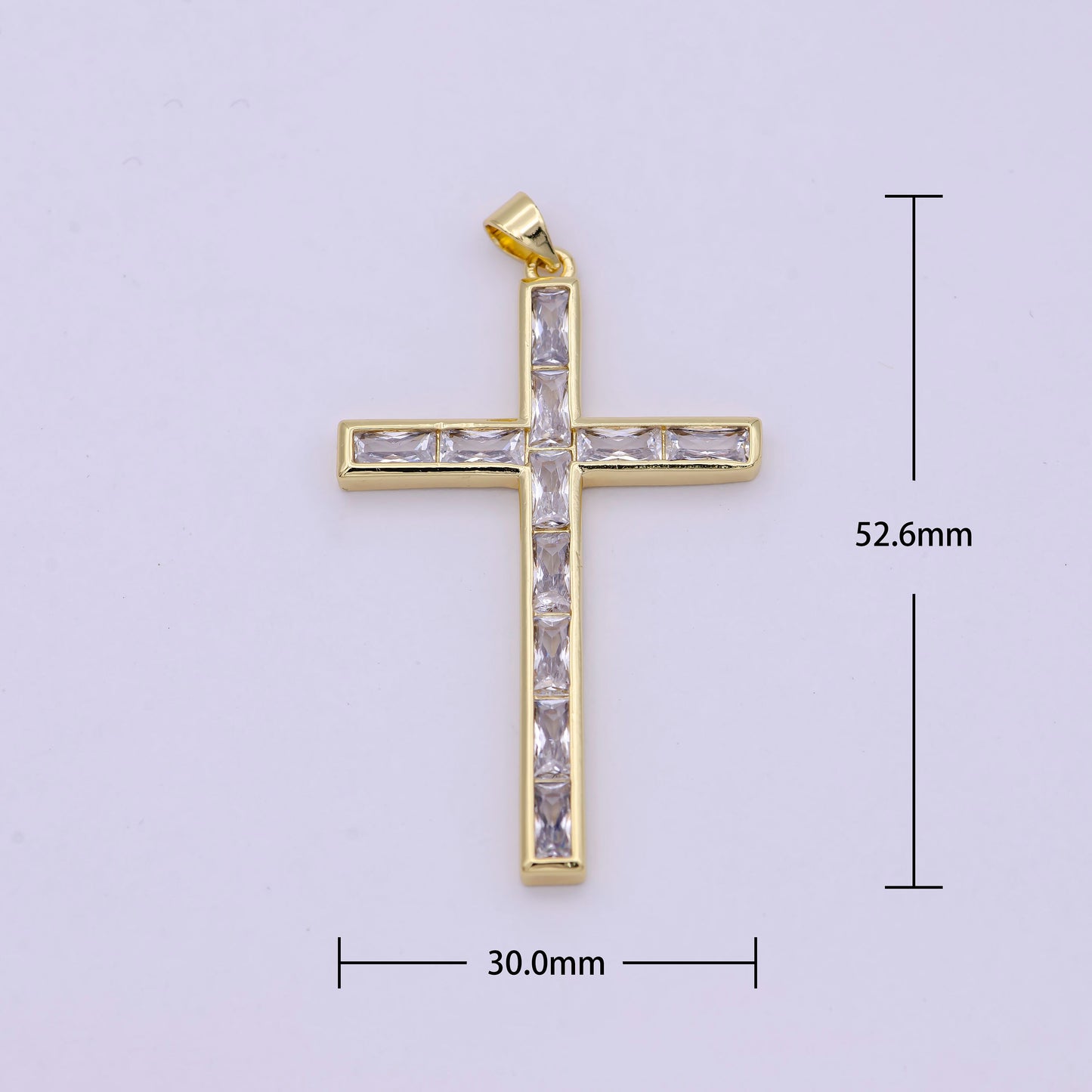 14k Gold Filled Baguette CZ Pave Cross Pendant Charm, DIY Fashion Jewelry for Necklace Bracelet H-474