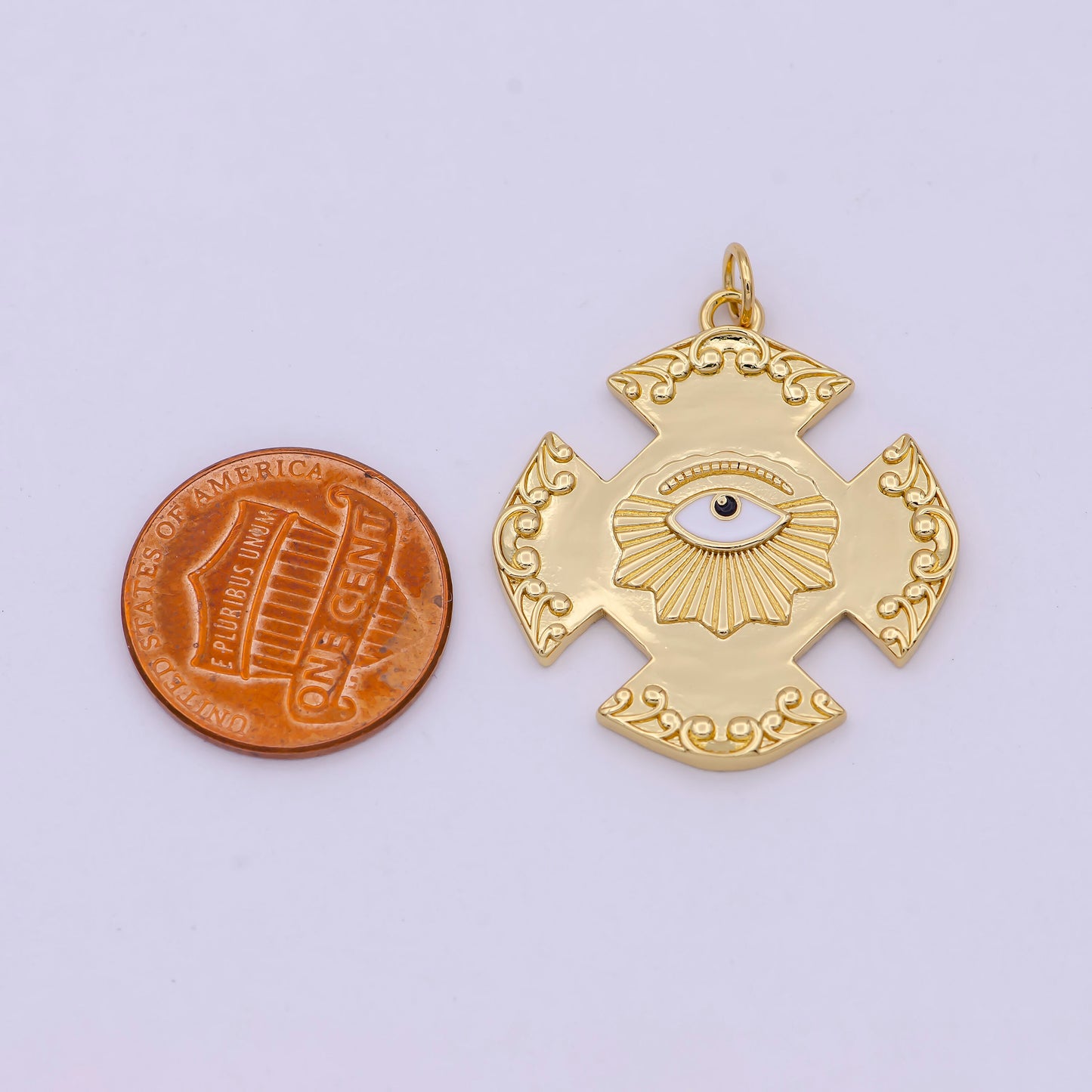 Dainty Gold Filled Cross Evil Eye Charm Medallion Pendant for DIY Fashion Jewelry Making Bracelet Necklace Supply N-363
