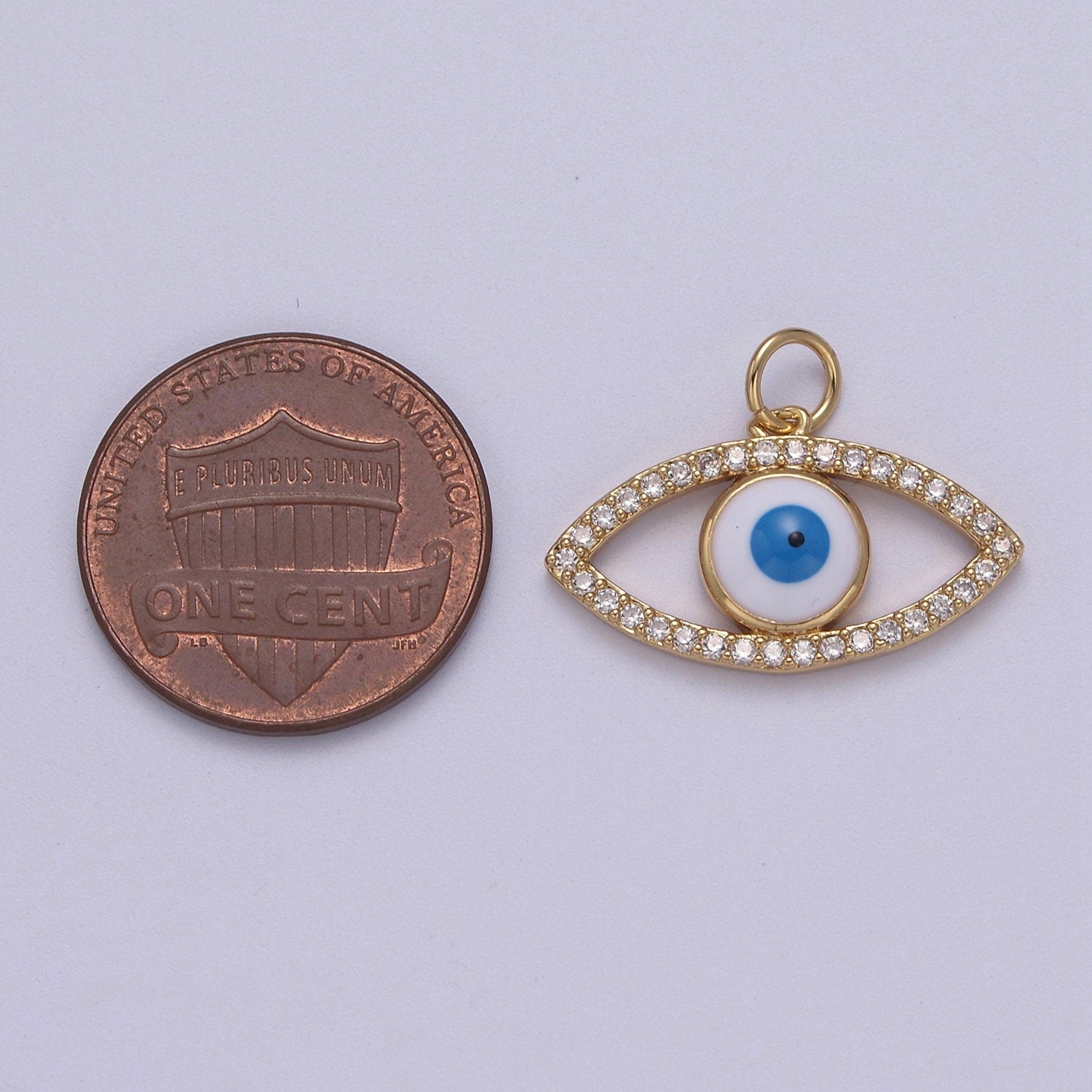Cubic Evil Eye Charm, 14K Gold Filled Micro CZ Pave Pendant, 16.7*22mm, Necklace Earring Bracelet Making, Jewelry Finding D-612