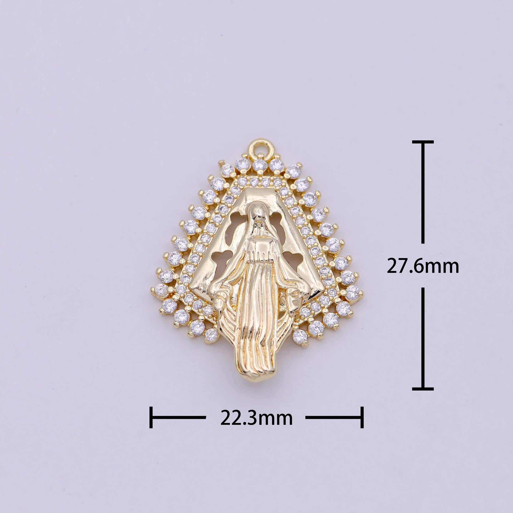 Dainty 14K Gold Filled Miraculous Lady Virgin Mary Charm Delicate Micro Pave Religious Charm n-458