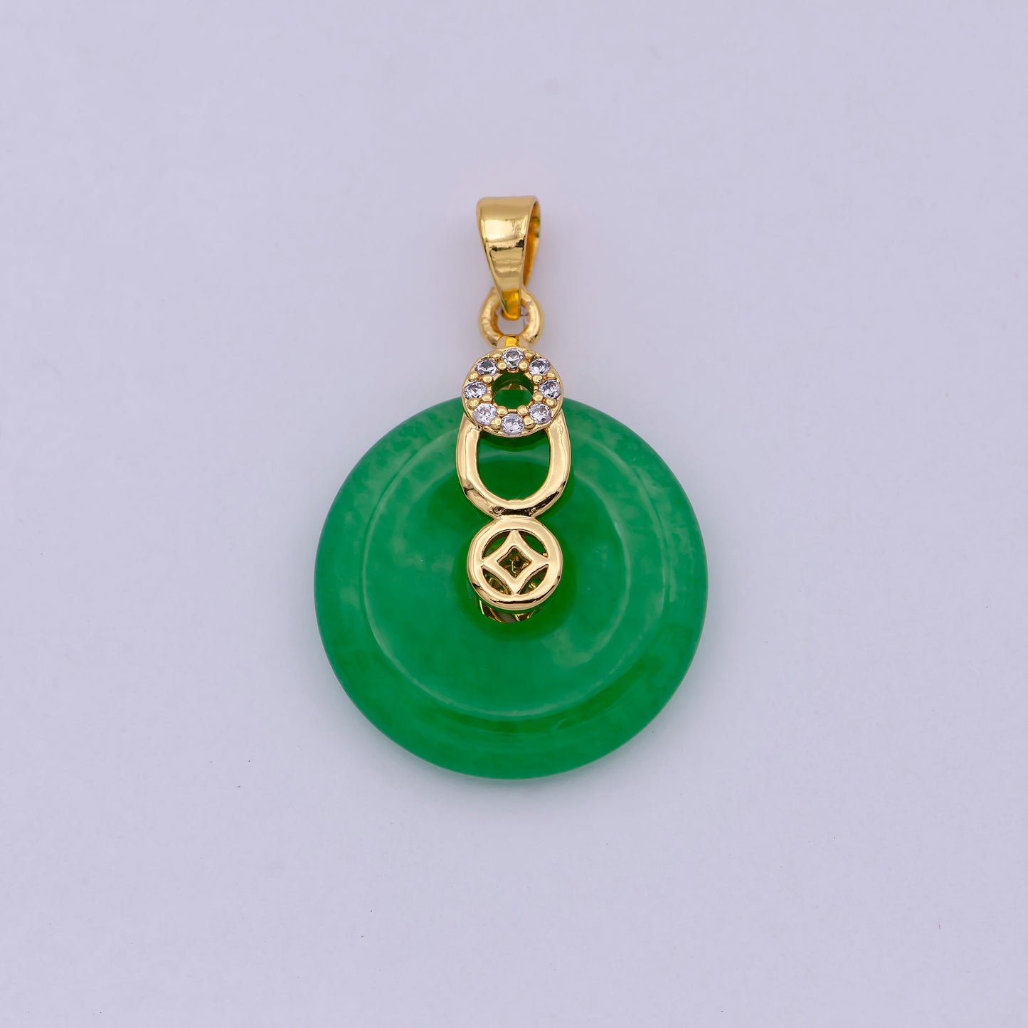 24k Gold Filled Round Jade Stone charm, Green Donut Stone Pendant, Jade Stone Pendant, Star Charm Jewelry Necklace O-095 O-096 O-098