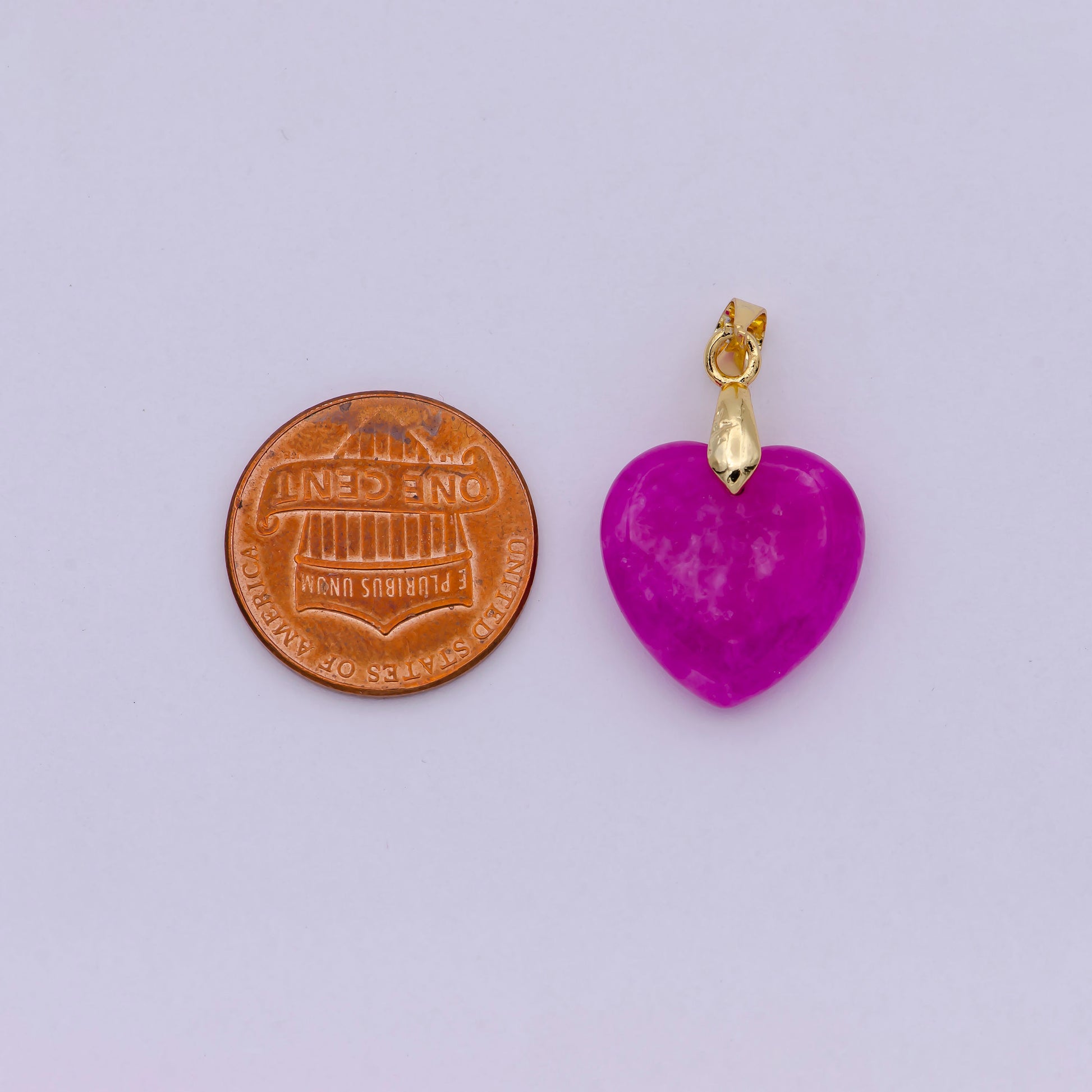 Dainty Purple Jade Top Quality Gemstone Heart Pendant Love Jewelry Inspired Charm O-094