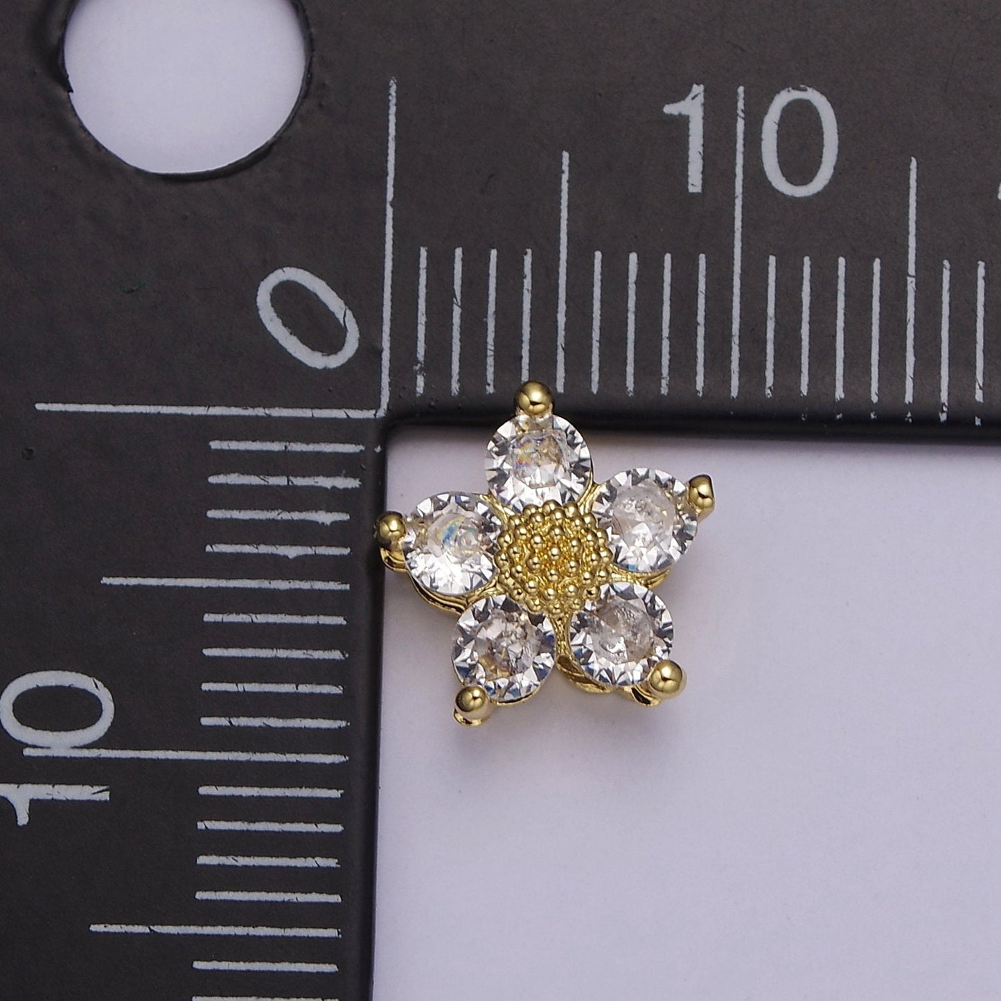 Dainty CZ Flower Spacer Bead, Gold Floral Spacer Beads Pink Clear Purple Green CZ Spacer Beads, Small Daisy Spacers for Bracelet Necklace