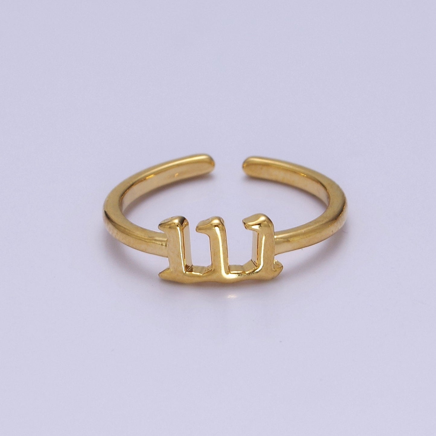 Dainty Gold Angel Number Ring Lucky Number for Stackable Jewelry Minimalist Ring Open Adjustable