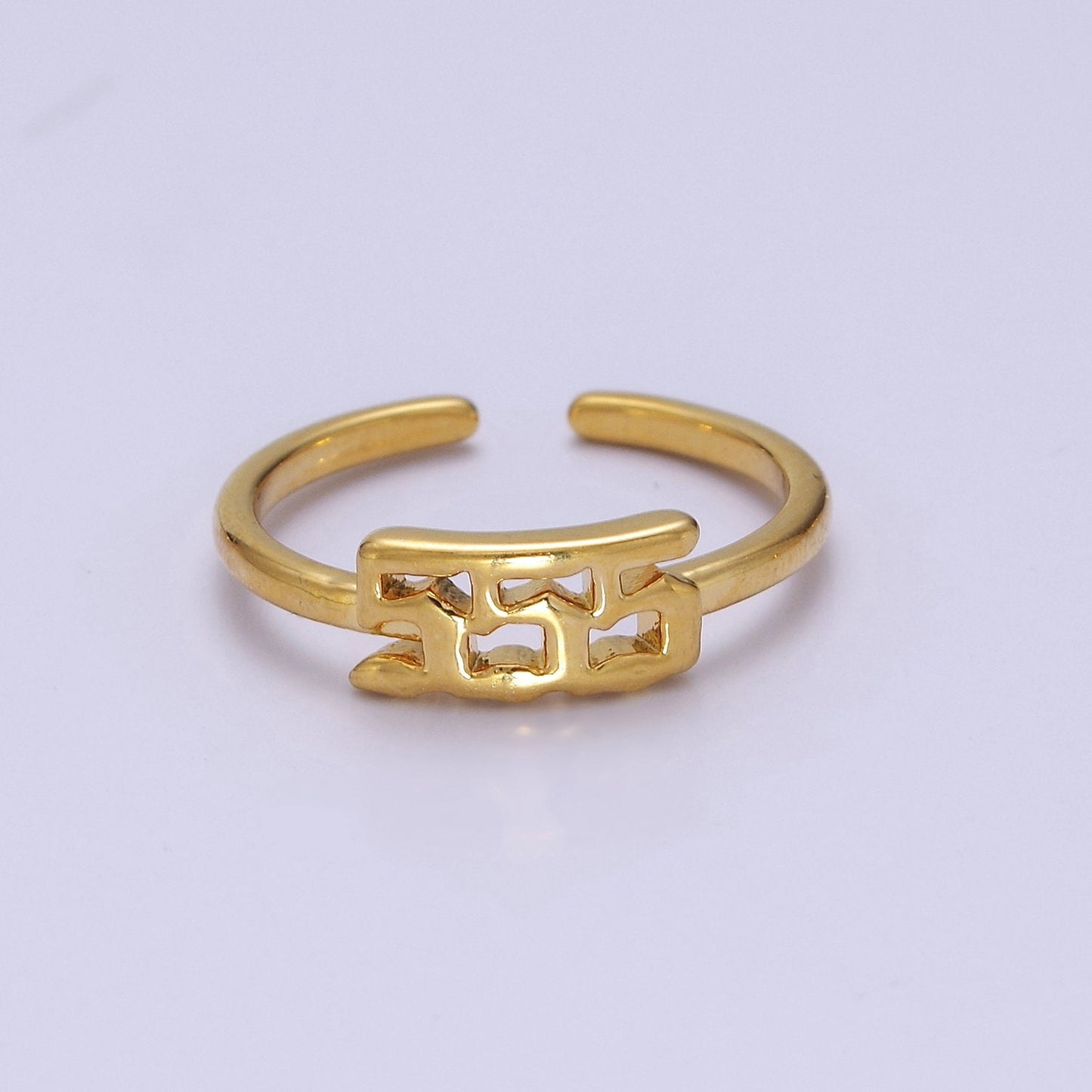 Dainty Gold Angel Number Ring Lucky Number for Stackable Jewelry Minimalist Ring Open Adjustable