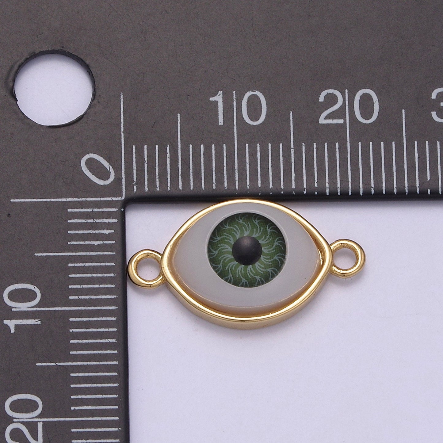 Gold Eye Charm Connector Enamel Eye BALL Blue Green Fuschia Pink Enamel Link Connector for Bracelet Necklace | F-641, F-642, F-643