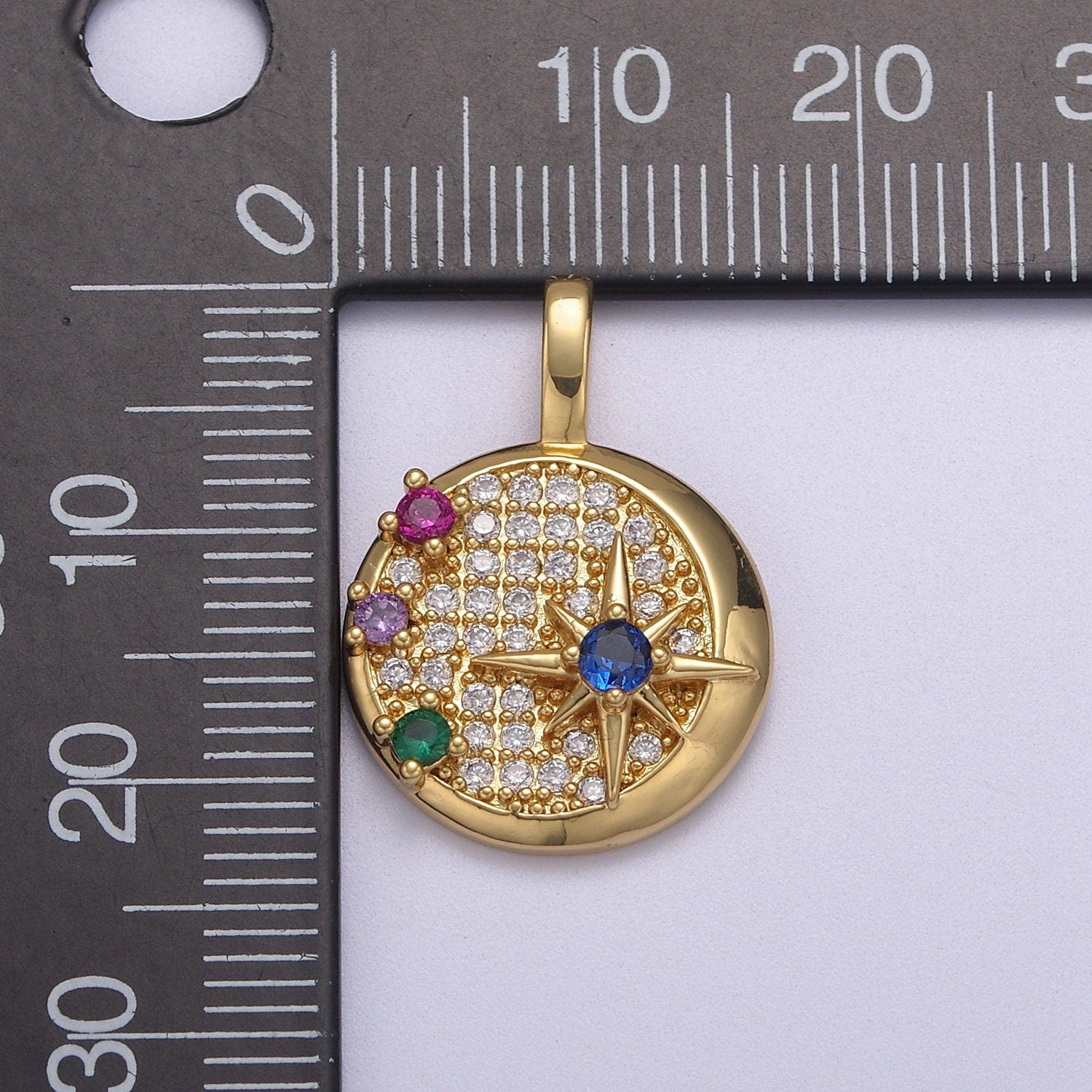 24K Gold Filled Mini Shooting Star Color Cubic Zirconia Bracelet Necklace Pendant Charm for Woman Jewelry Making J467