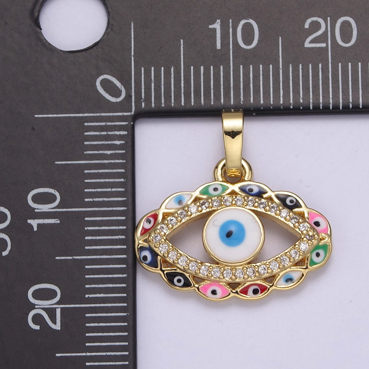 Colorful evil eye charm, enamel Eye Pendant 24k Gold Filled pendant Necklace for jewelry making J-378