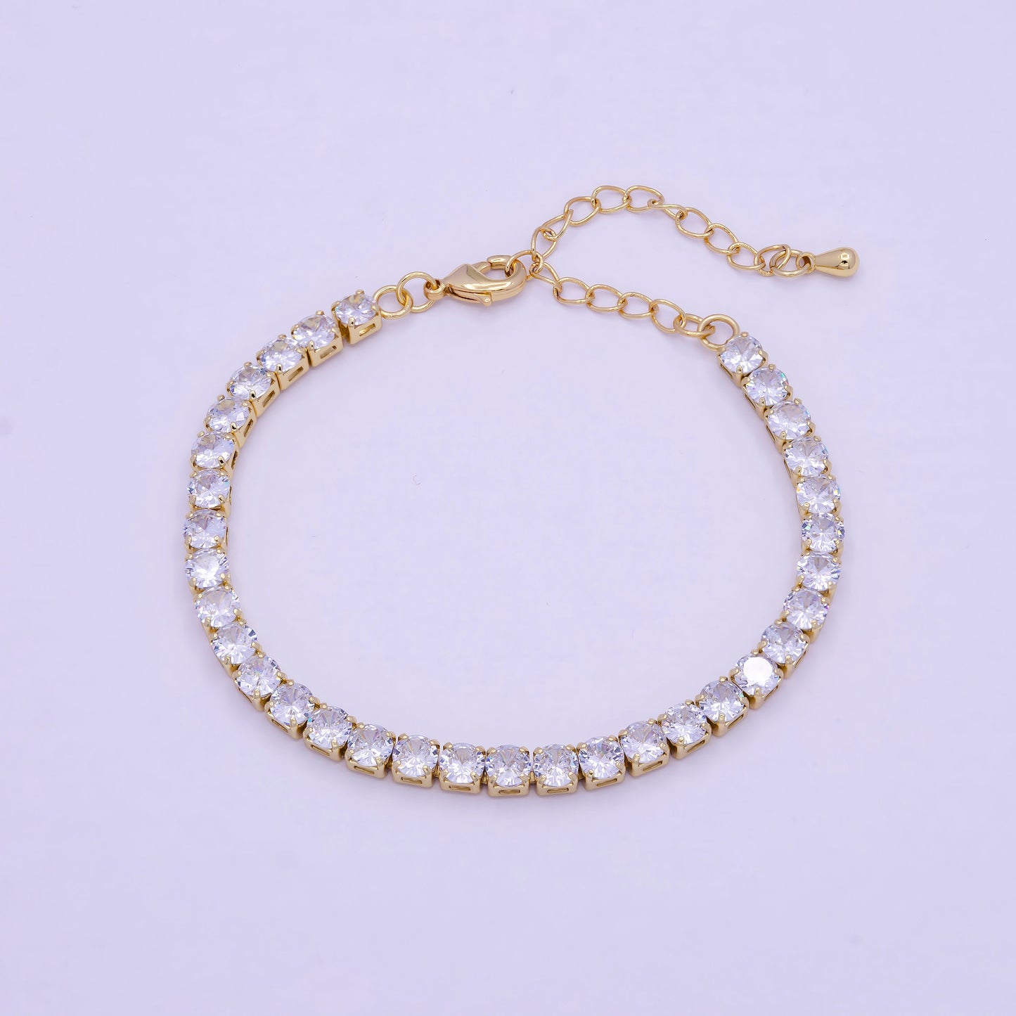 Classic Gold Tennis Bracelet, Cubic Zirconia Dainty Diamond Bracelet for Minimalist Jewelry WA-789