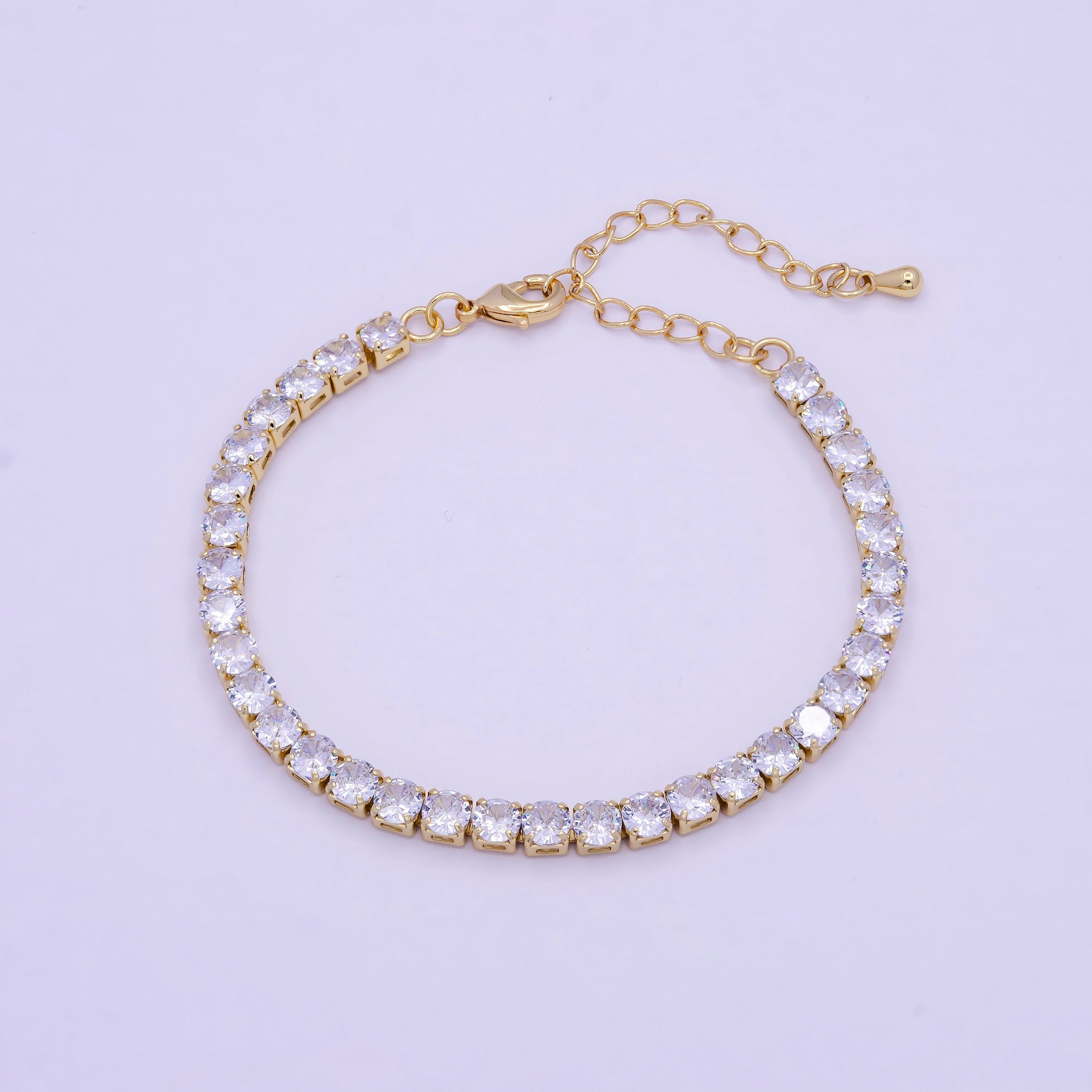 Classic Gold Tennis Bracelet, Cubic Zirconia Dainty Diamond Bracelet for Minimalist Jewelry WA-789