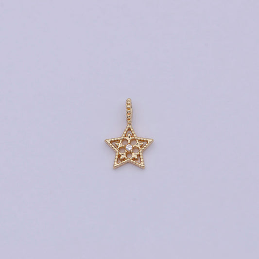 Dainty Gold Star Charm Cubic Pendant Gold filled Dainty Star Charm for Necklace Earring charm C625